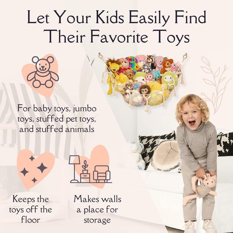 Hamaca de Almacenamiento de Peluches Menta - 2 Paquetes con Luces