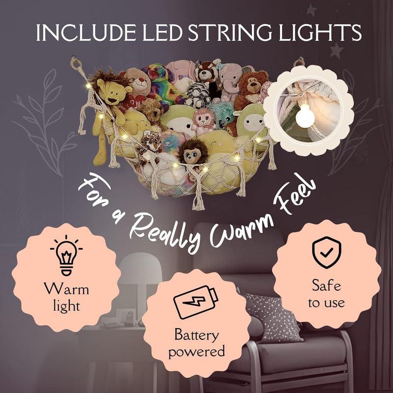 Hamaca de Almacenamiento de Peluches Menta - 2 Paquetes con Luces