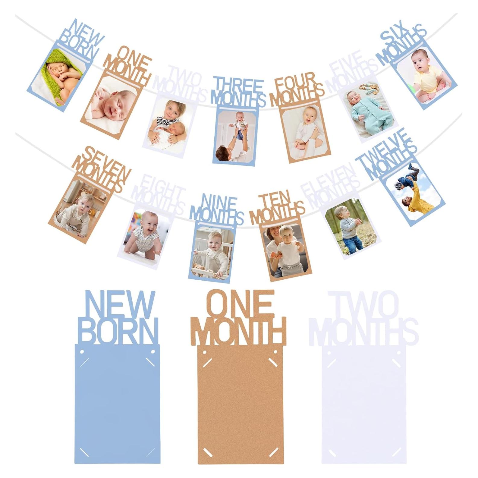 Banner de Fotos de Cumpleaños 1 Año Buryeah Azul Kraft