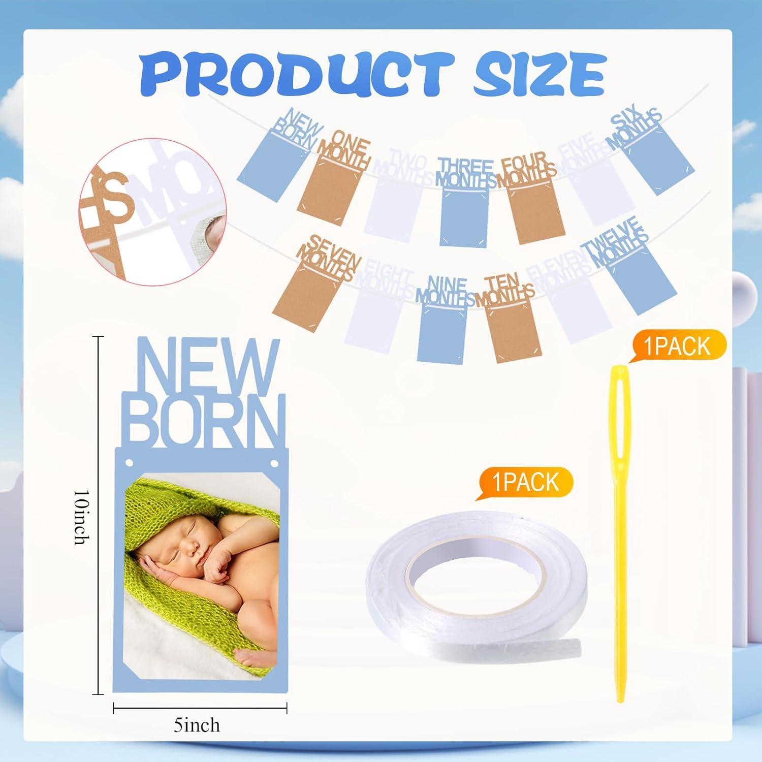 Banner de Fotos de Cumpleaños 1 Año Buryeah Azul Kraft