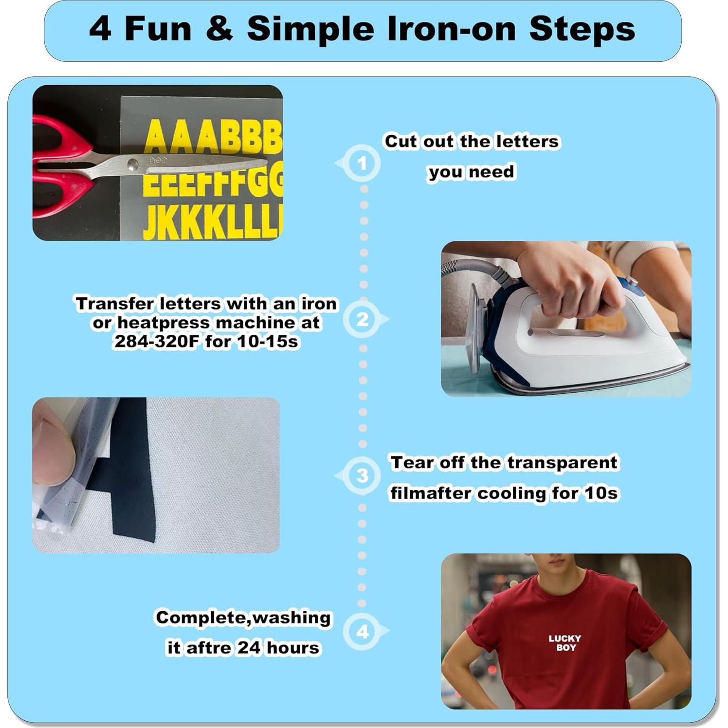 Juego de Letras de Planchar JIADAOMN 830 Piezas Negro