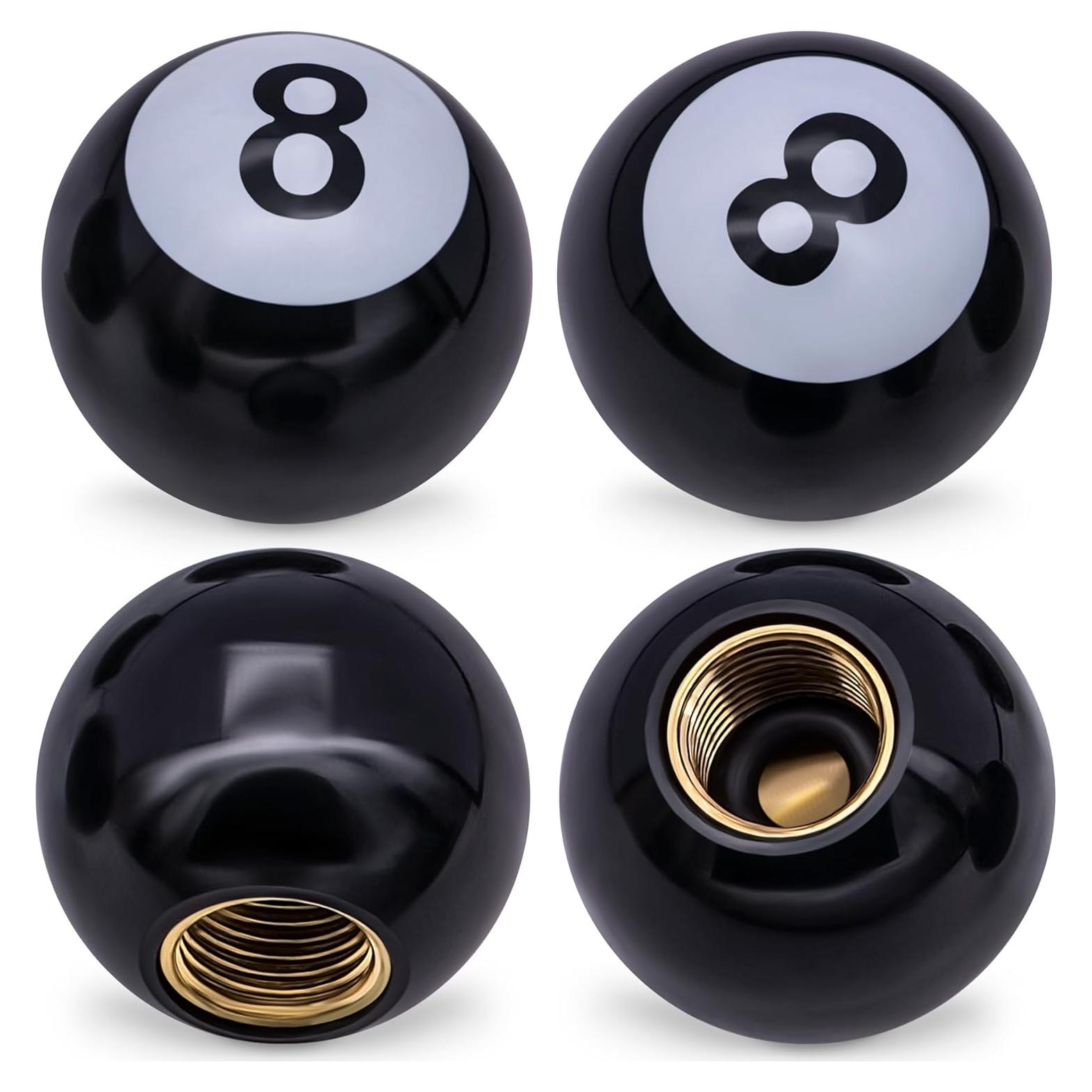 4 Tapones de Válvula de Neumático MEAJOO 8-Ball Negro Universales