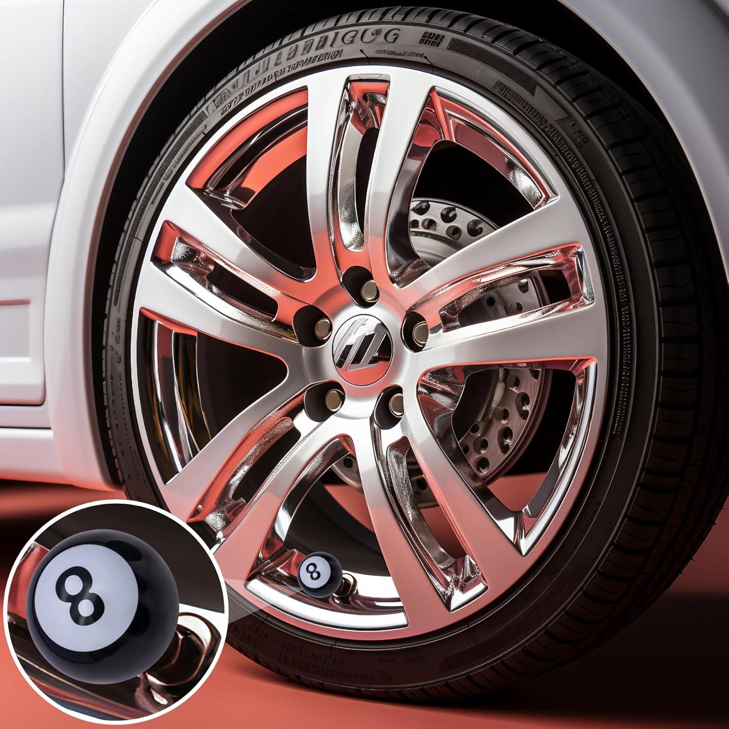 4 Tapones de Válvula de Neumático MEAJOO 8-Ball Negro Universales