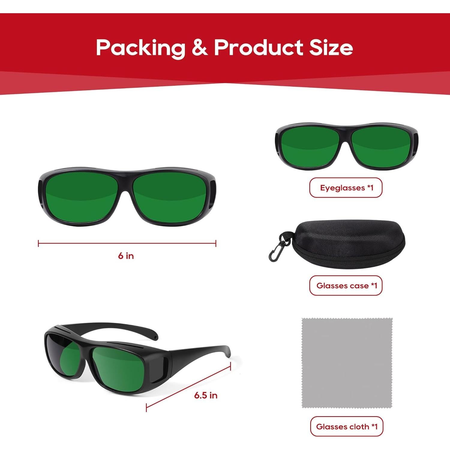 Gafas de terapia de luz roja Morfone con estuche y paño