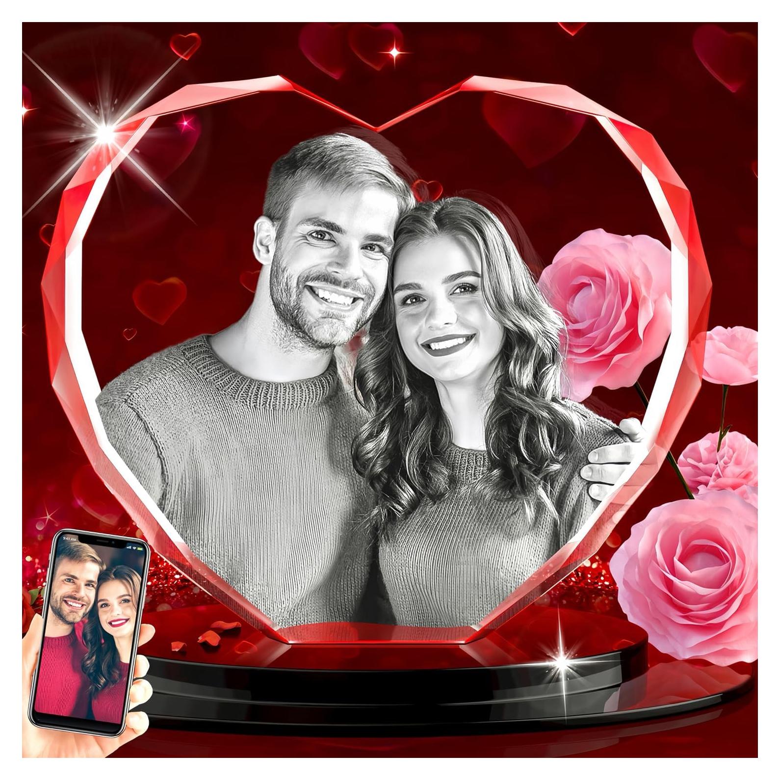 Foto de Cristal 3D Personalizada QPCBEBY Corazón 8.9x8.4cm