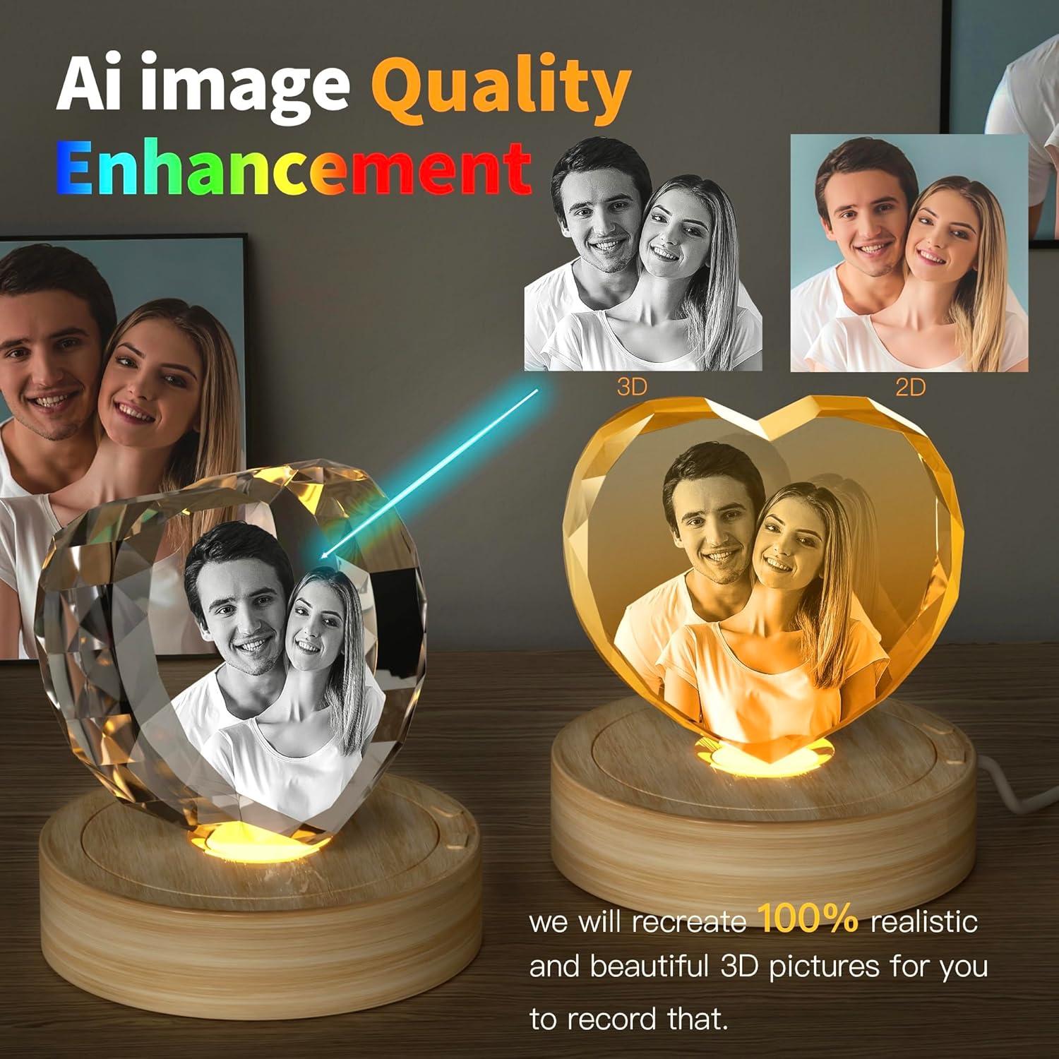 Foto de Cristal 3D Personalizada QPCBEBY Corazón 8.9x8.4cm