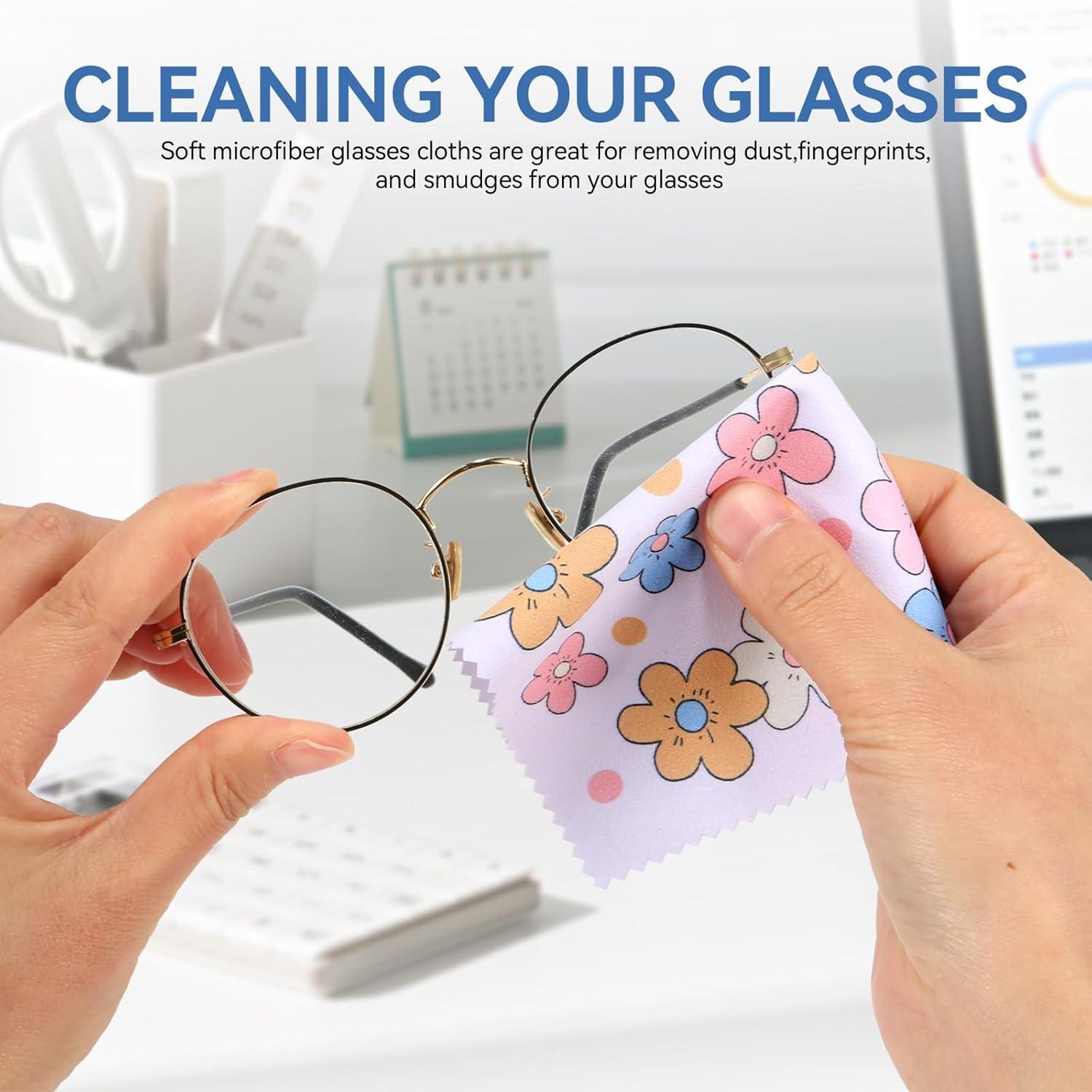 Paño de limpieza de gafas microfibra QJYJBZXCA 15x15cm 6 piezas Floral