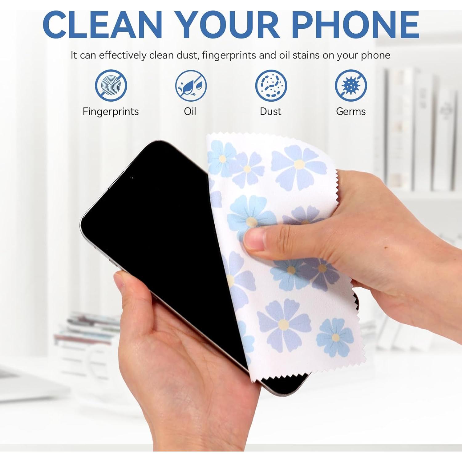 Paño de limpieza de gafas microfibra QJYJBZXCA 15x15cm 6 piezas Floral