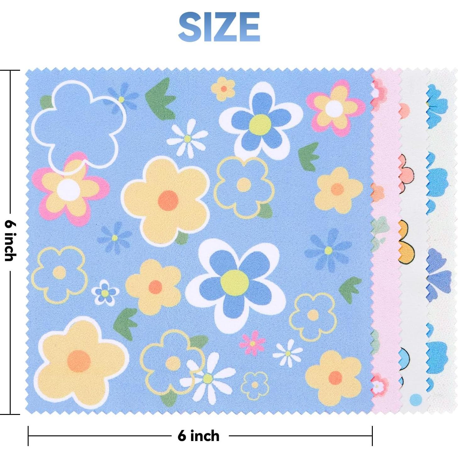 Paño de limpieza de gafas microfibra QJYJBZXCA 15x15cm 6 piezas Floral