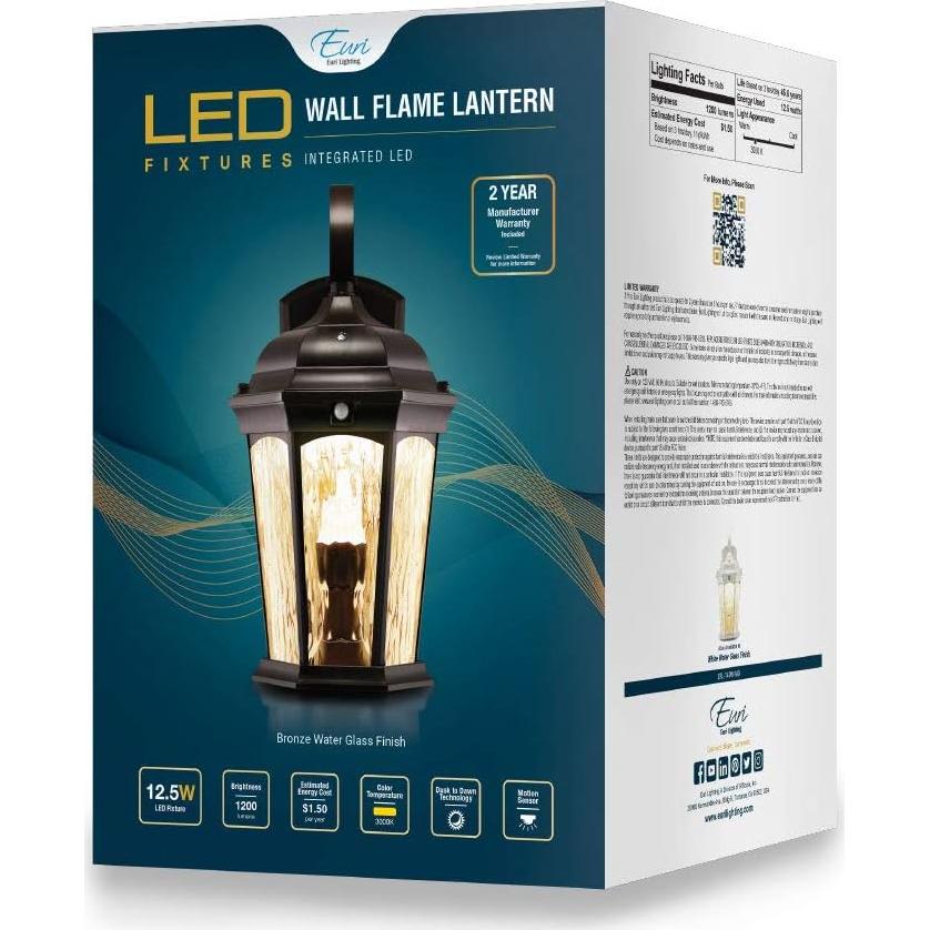 Linterna de Llama Euri Lighting EFL-130W-MD, 2 Unidades, Bronce