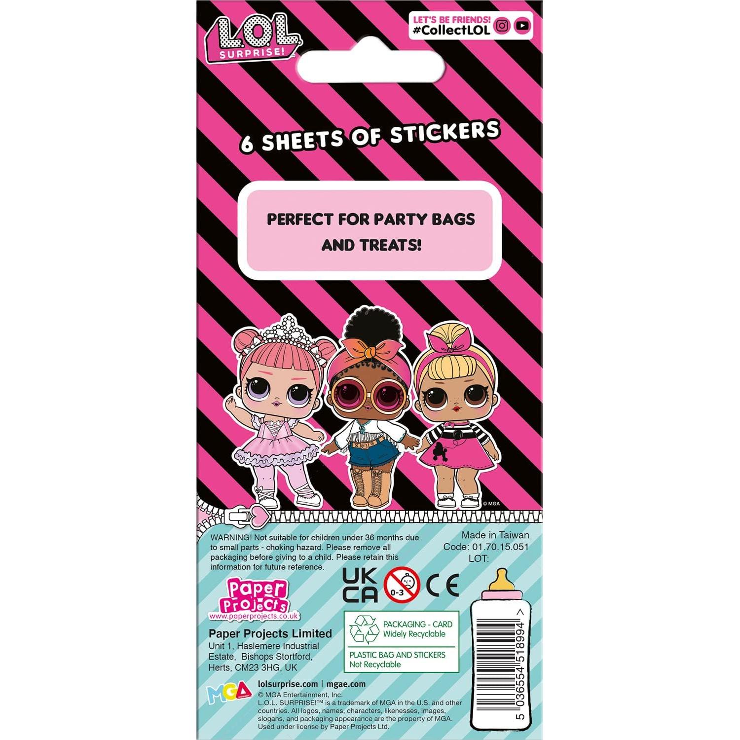 Stickers L.O.L. Sorpresa Paper Projects - 6 Hojas Brillantes