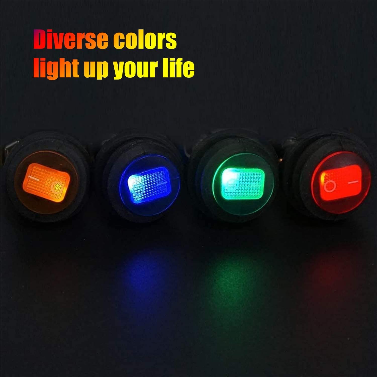 Interruptor Basculante Redondo Impermeable Mankk KCD1-8-101NW 12V 20A