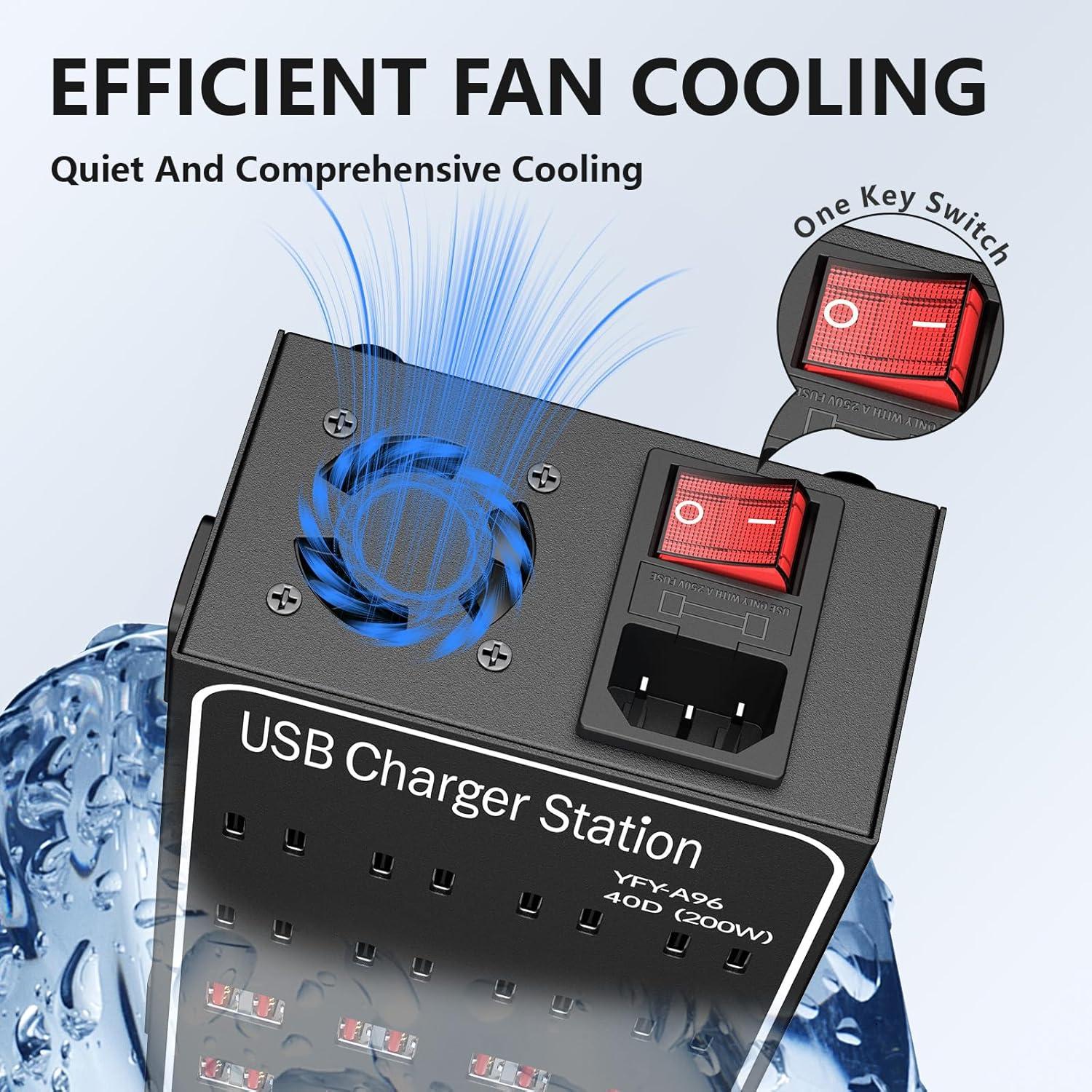 Estación de Carga USB Múltiple RUANSZZ 40 Puertos 200W