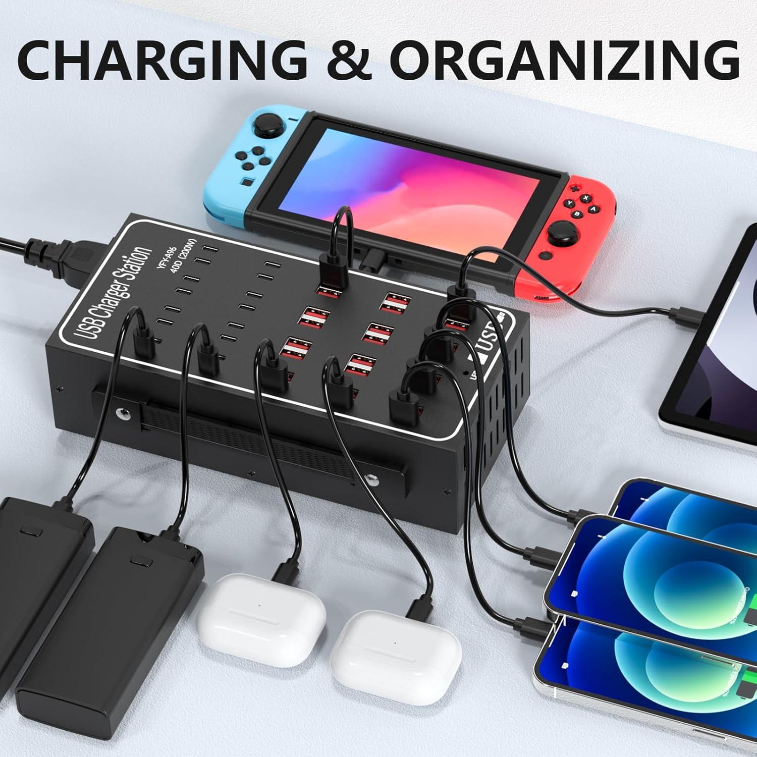 Estación de Carga USB Múltiple RUANSZZ 40 Puertos 200W