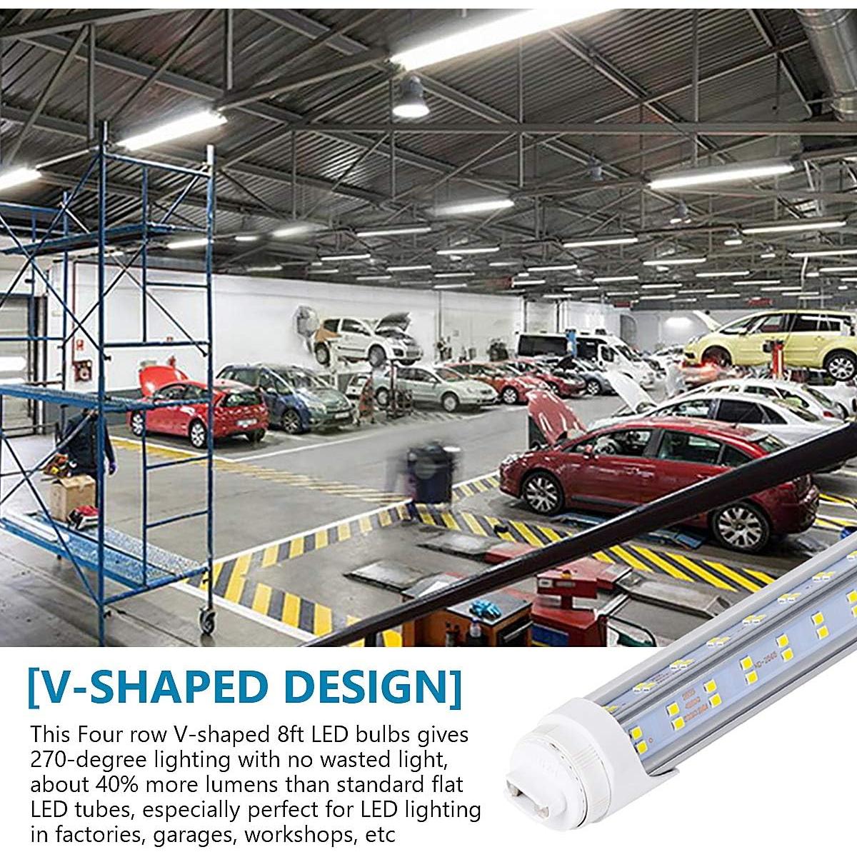 10 Pcs Tubos LED 8ft R17D 5000K 19000LM Ahorro Energía