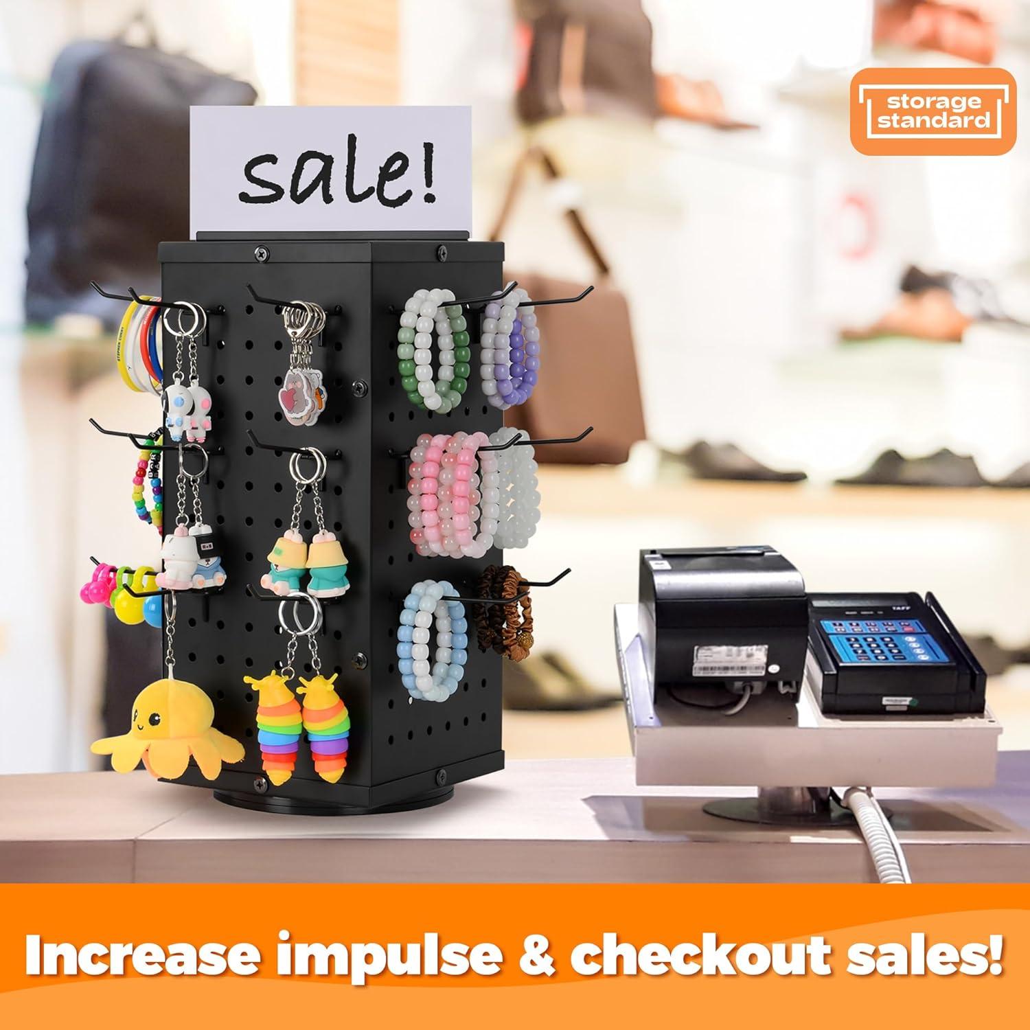 Soporte Giratorio de Exhibición 4 Lados con 24 Ganchos