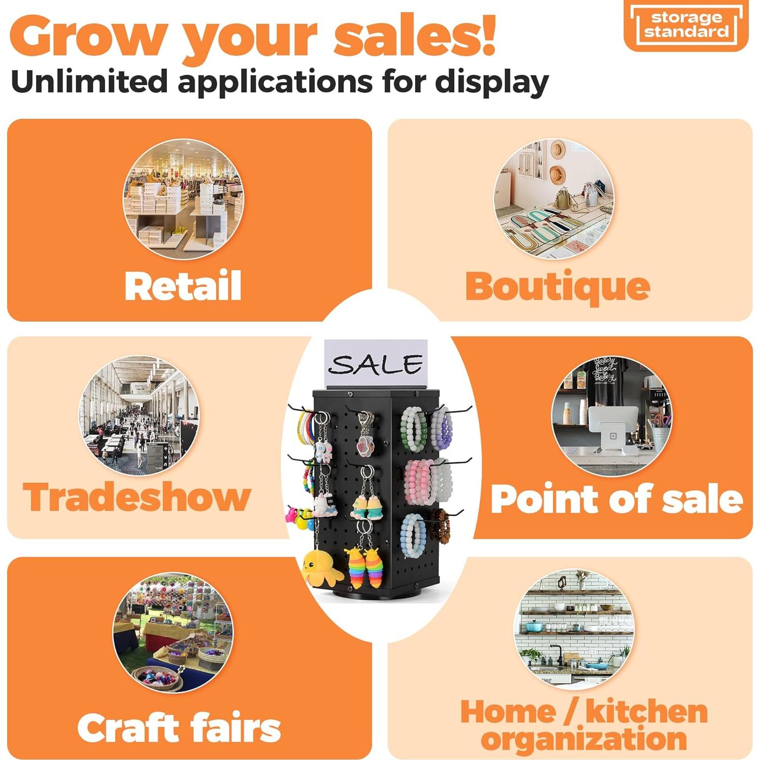 Soporte Giratorio de Exhibición 4 Lados con 24 Ganchos