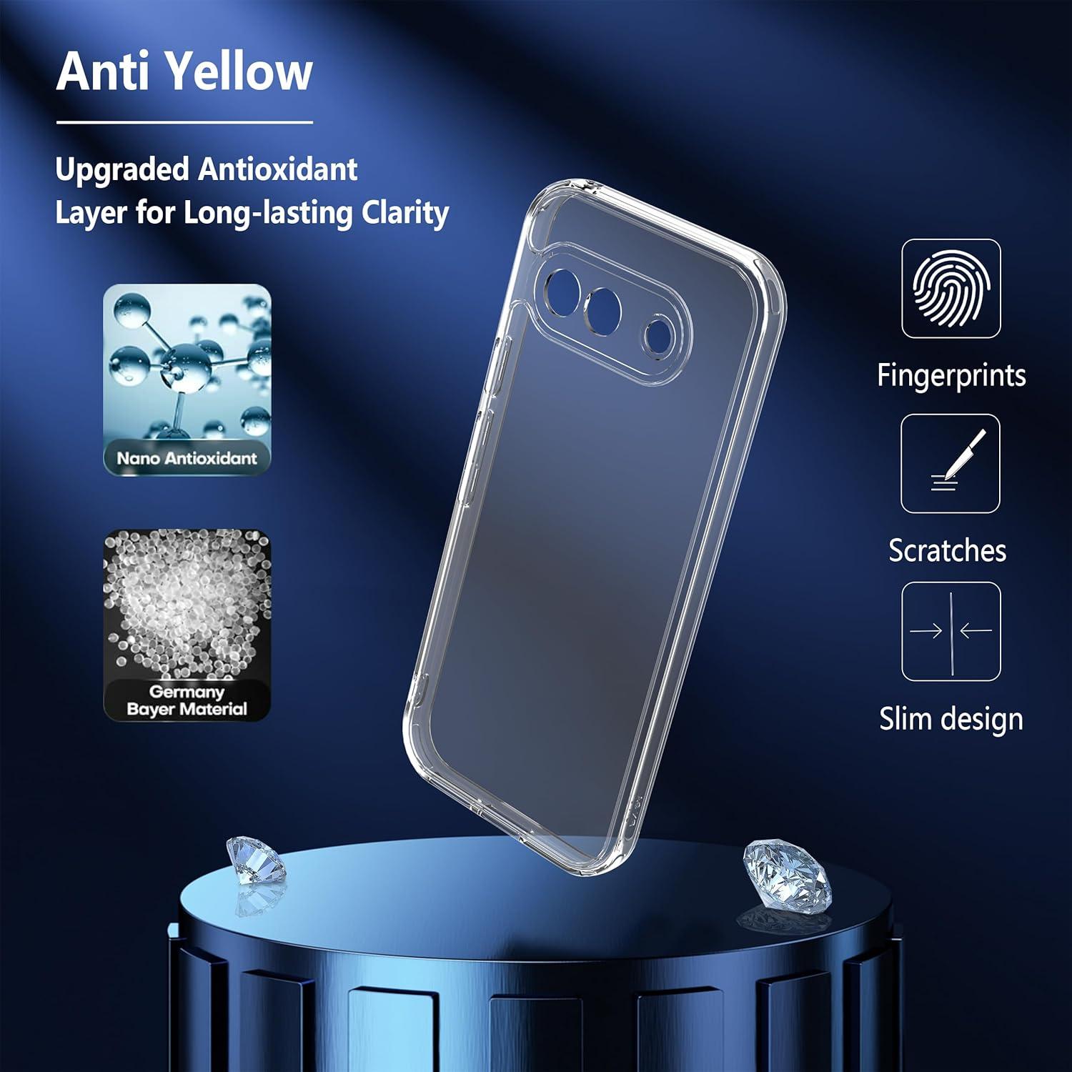Funda Transparente Anoowkoa para Google Pixel 9a - Antiamarillamiento y A Prueba de Golpes