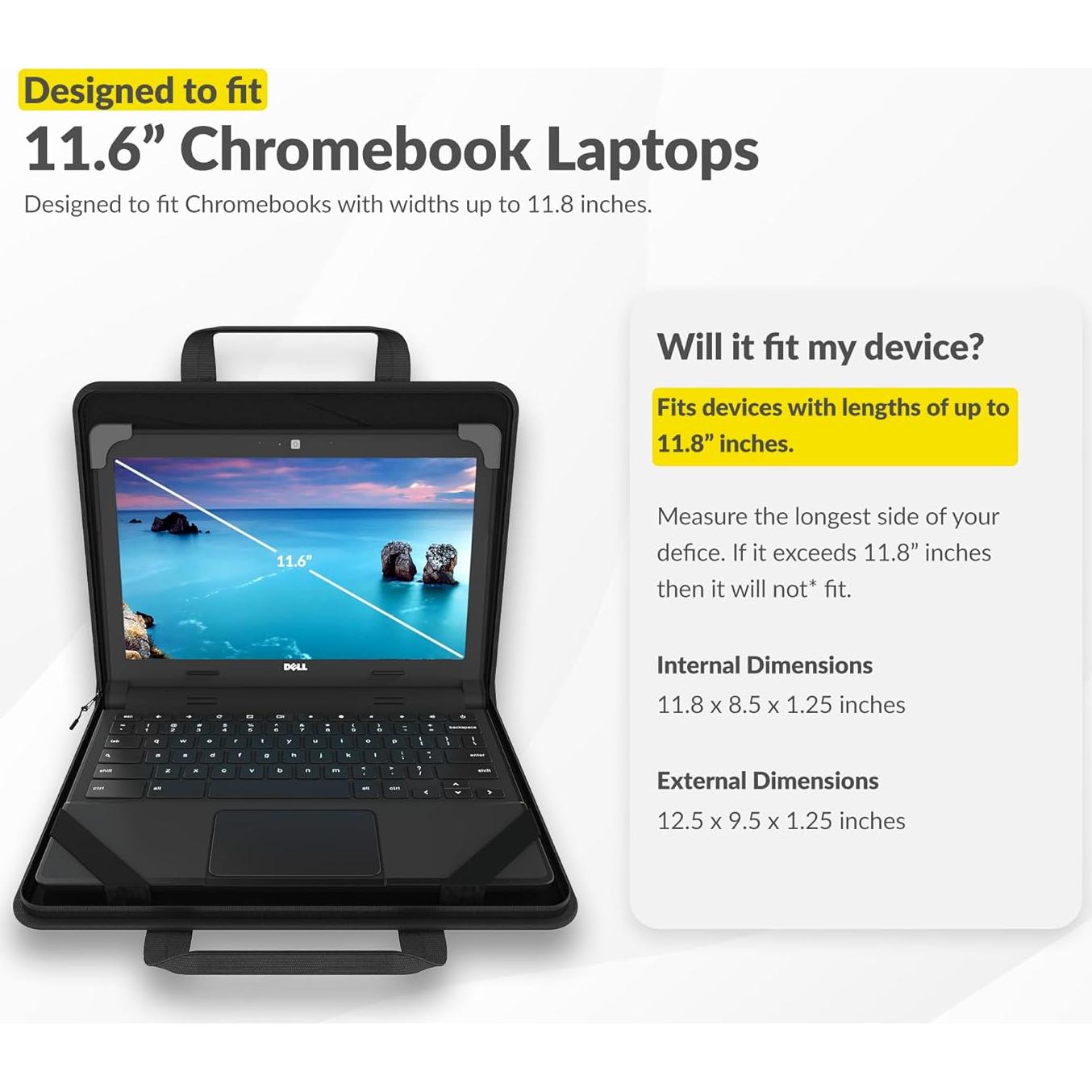 Funda Dura UZBL para Chromebook 11-11.6" con Correa y Bolsa