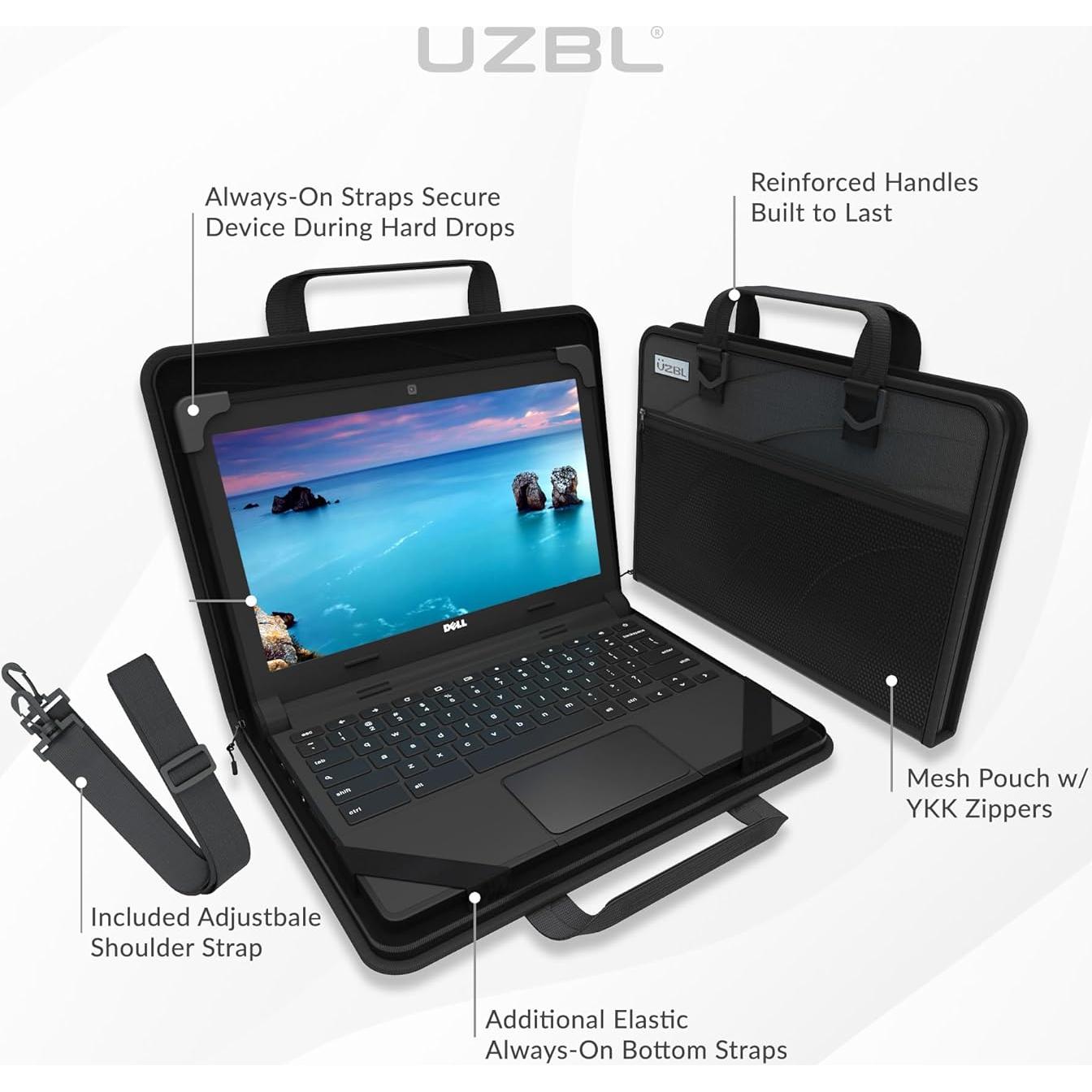 Funda Dura UZBL para Chromebook 11-11.6" con Correa y Bolsa