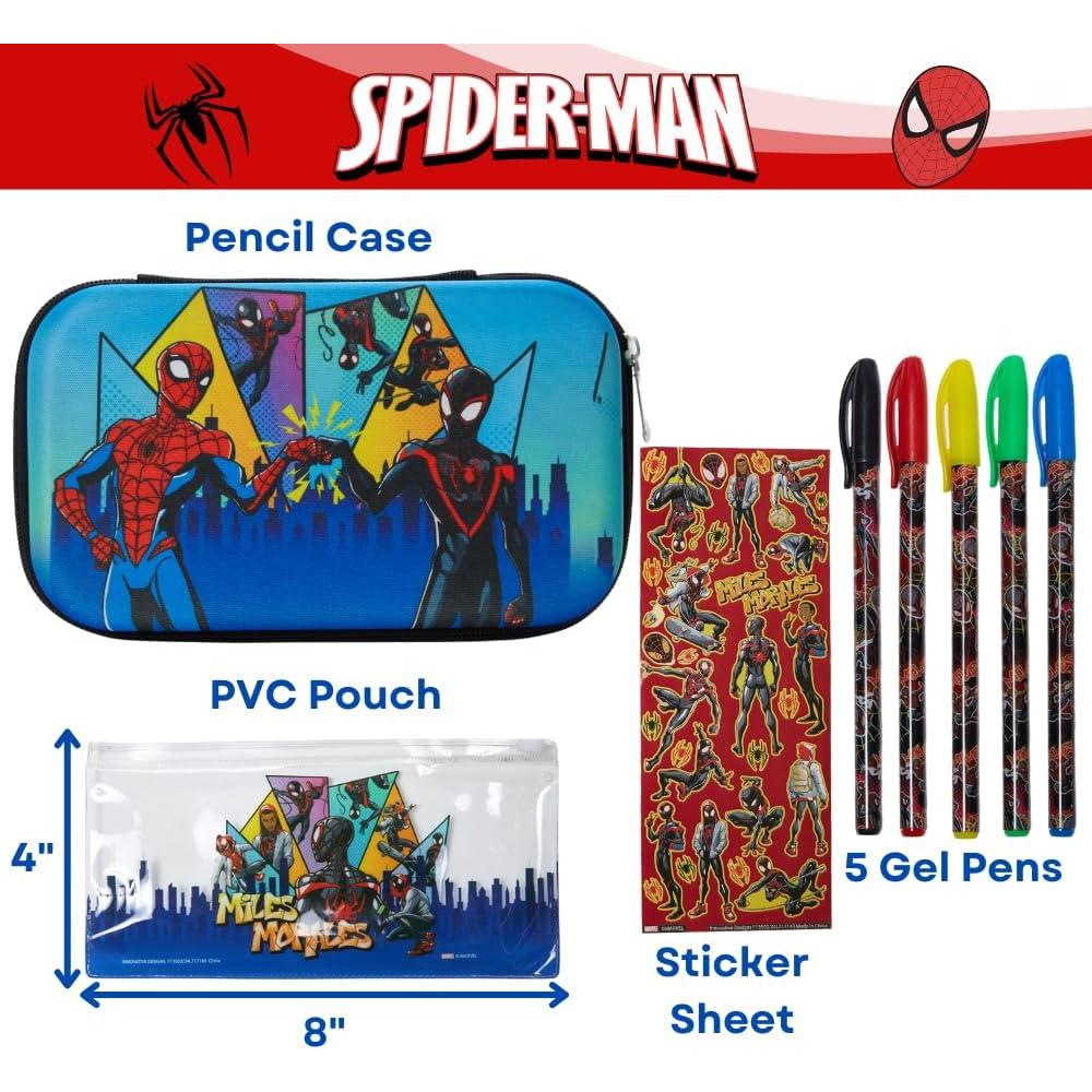 Estuche de Lápices Spiderman Marvel 20x12cm con Stickers y Bolígrafos