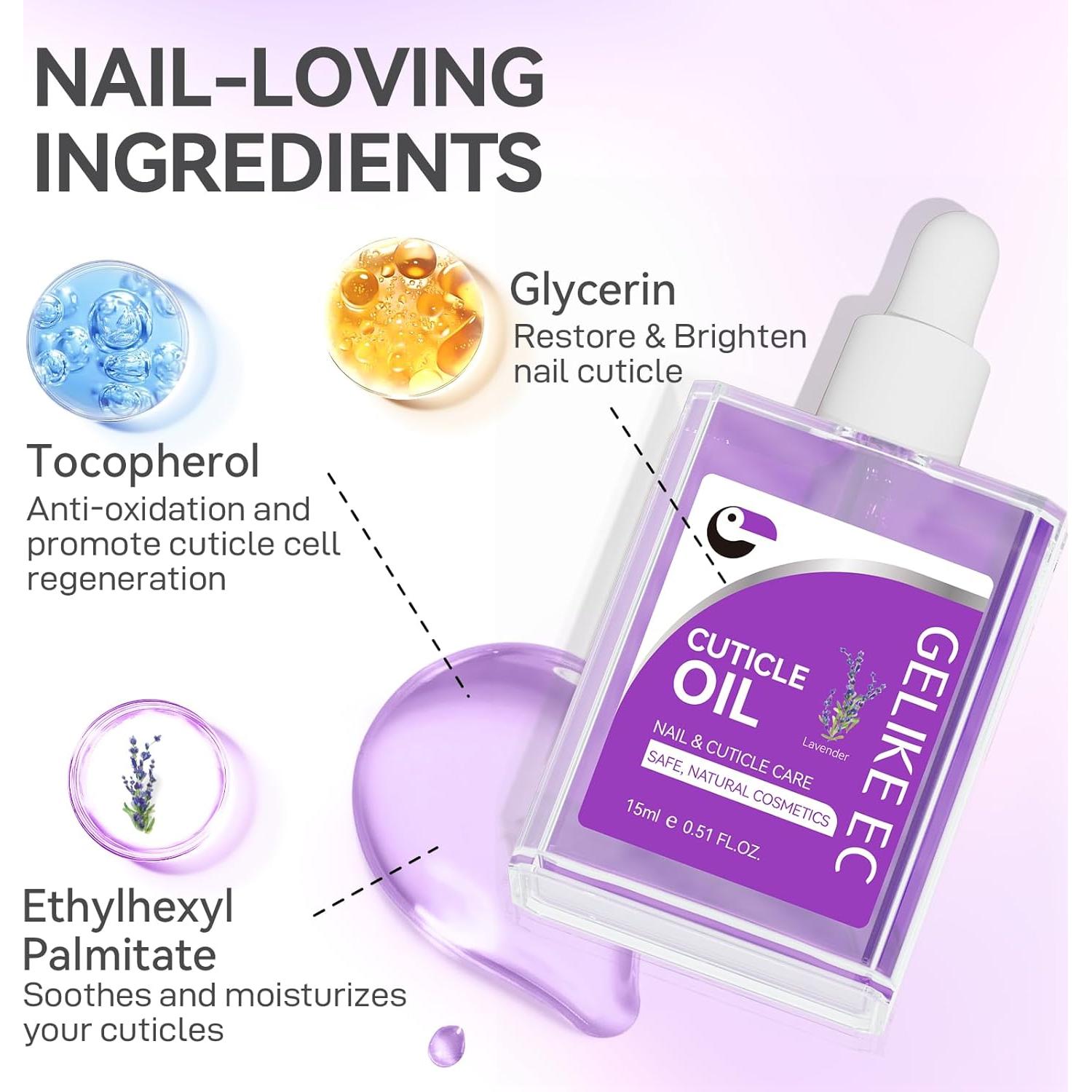 Aceite Reparador de Uñas Gelike EC - Hidratante Lavanda 50g