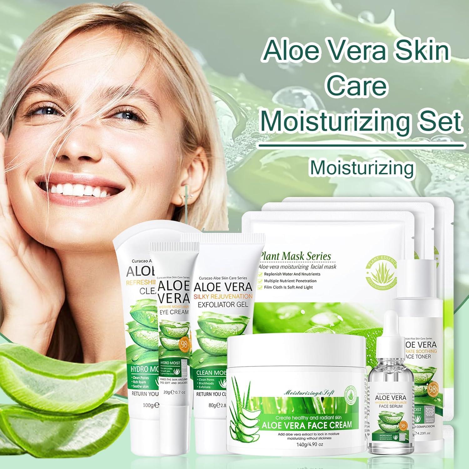 Juego de Cuidado Facial Aloe Vera XMXueMei 9 Piezas Hidratante