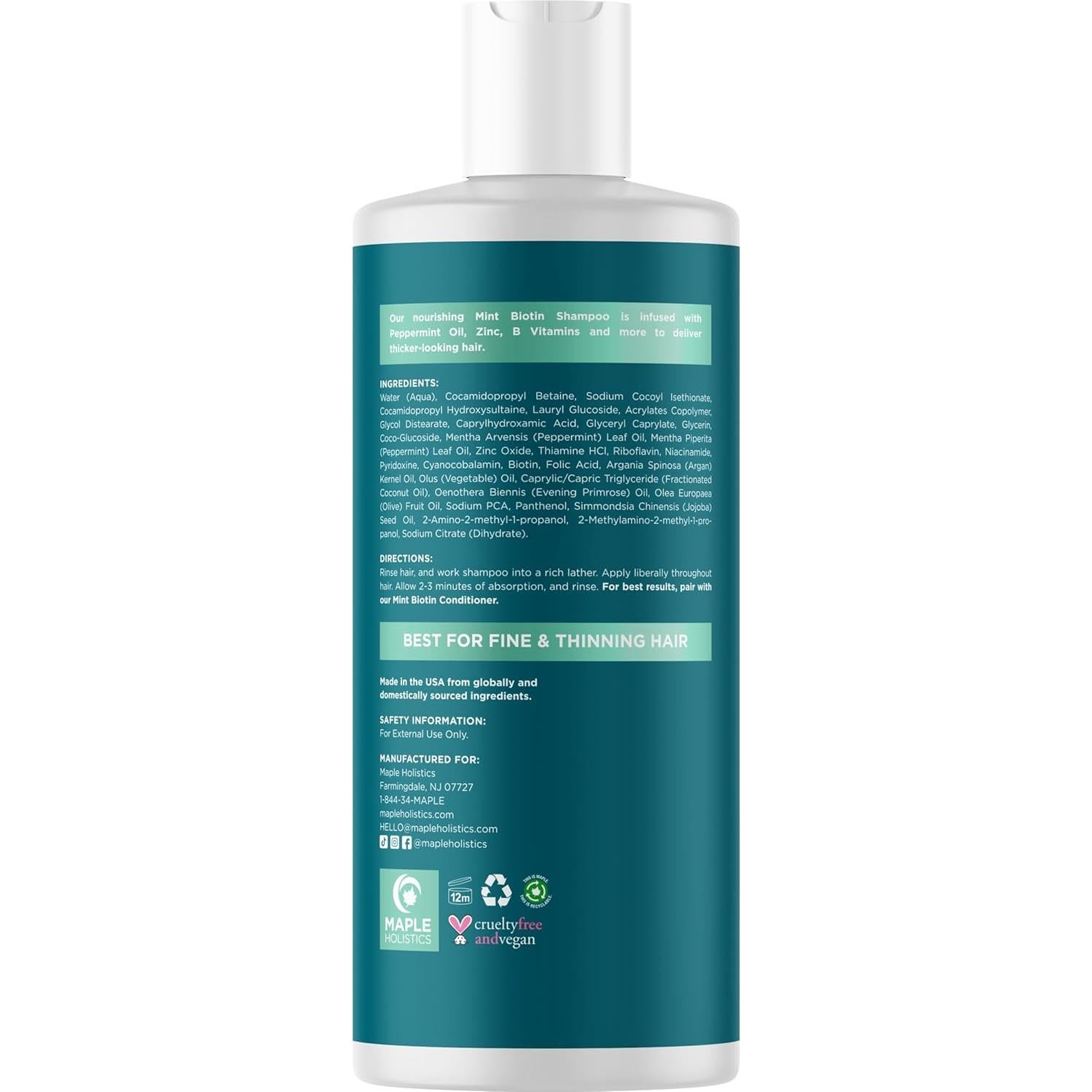 Champú Voluminizador de Biotina Honeydew 236ml Menta Sin Sulfatos