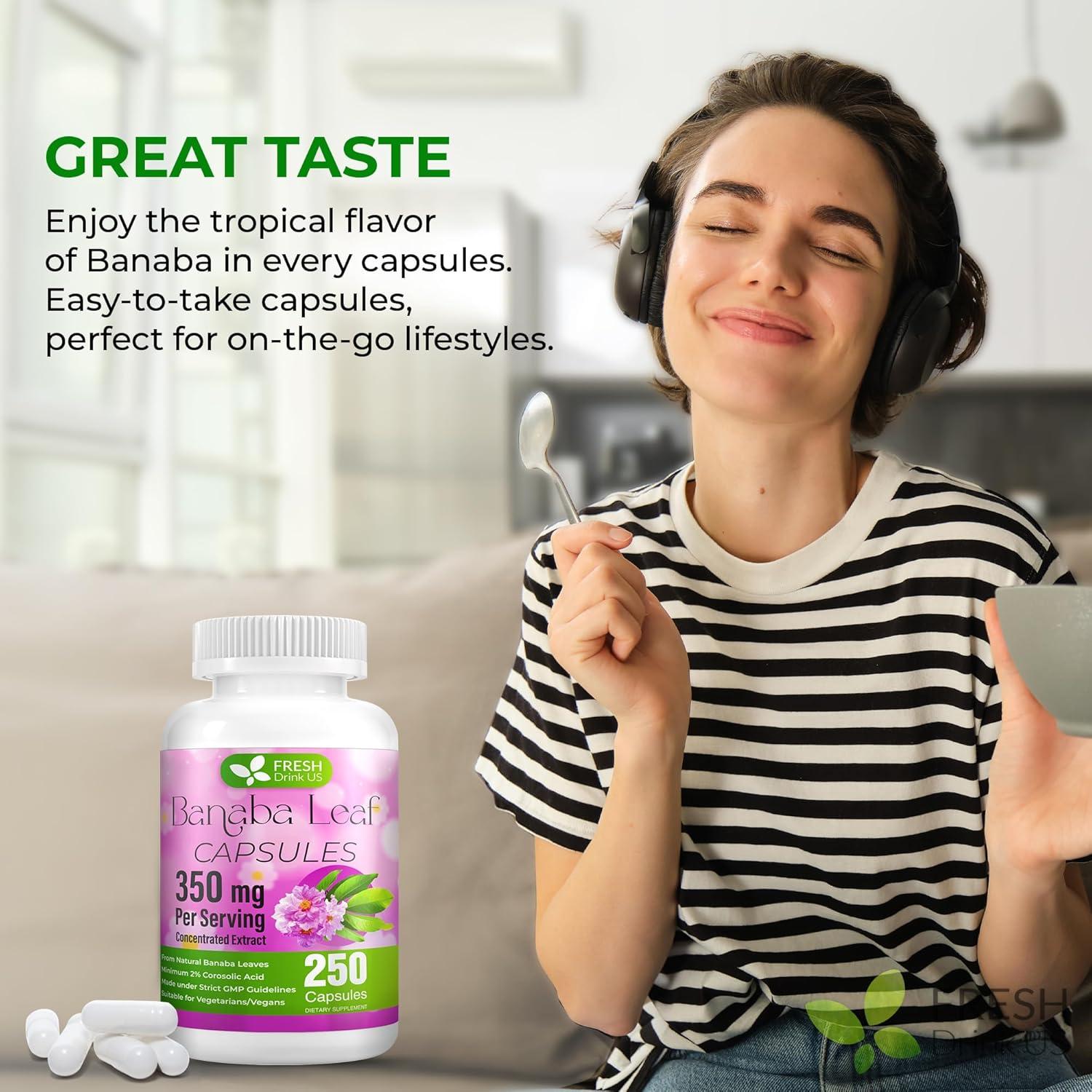 Cápsulas de Banaba FRESHDRINKUS 250 Unidades 350mg Veganas