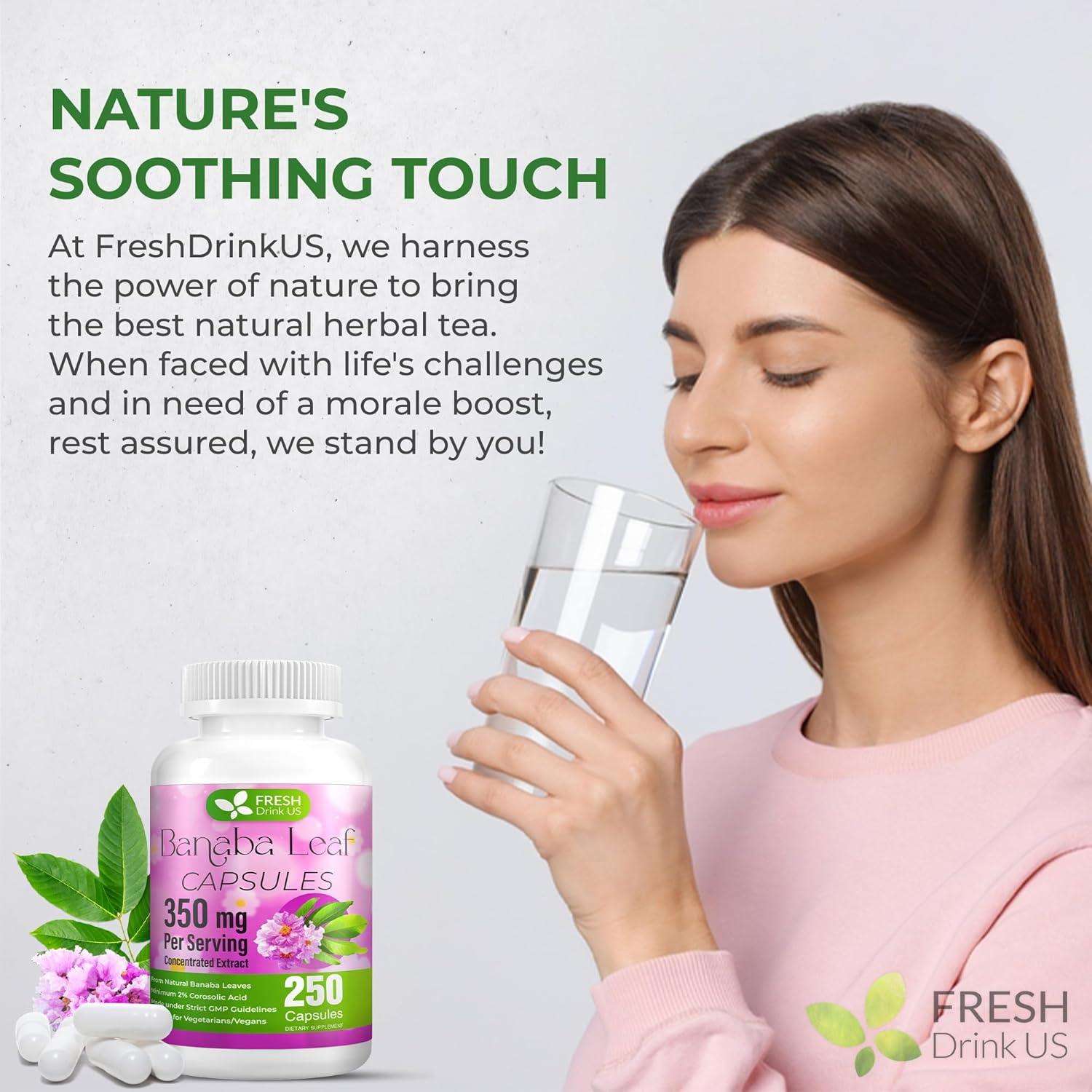 Cápsulas de Banaba FRESHDRINKUS 250 Unidades 350mg Veganas