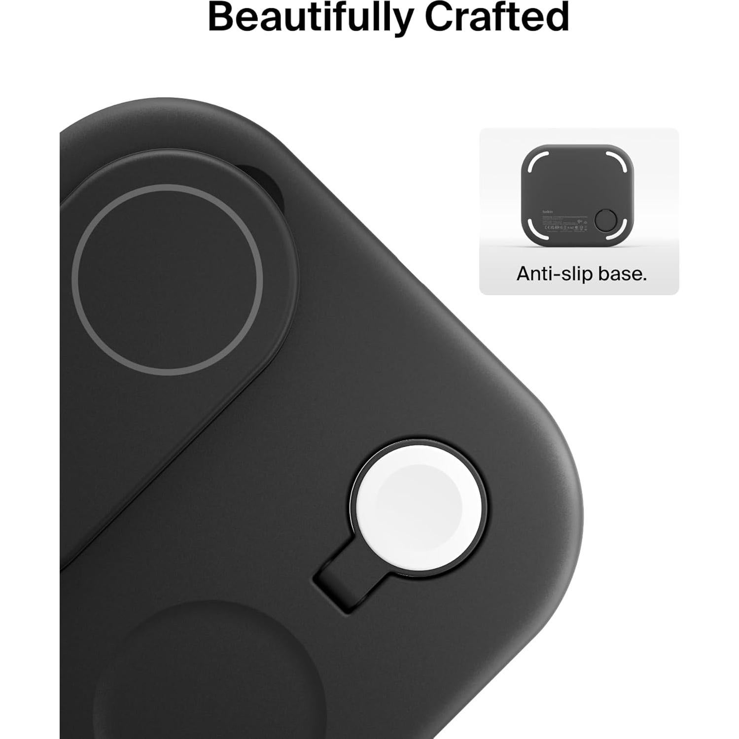 Cargador Belkin 3 en 1 Magnético Plegable Qi2 15W - Negro