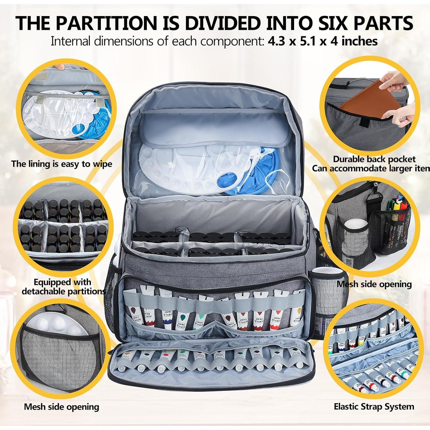 Bolsa Organizadora de Pintura Acrílica POCDUORG Gris - 54 Botellas