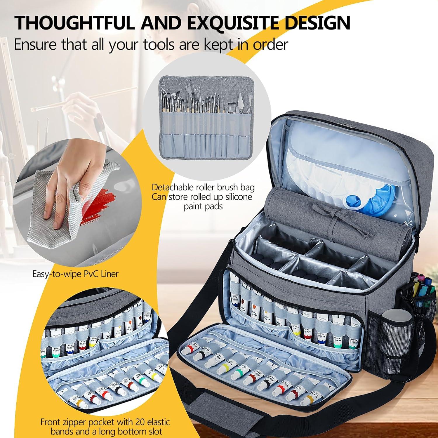 Bolsa Organizadora de Pintura Acrílica POCDUORG Gris - 54 Botellas