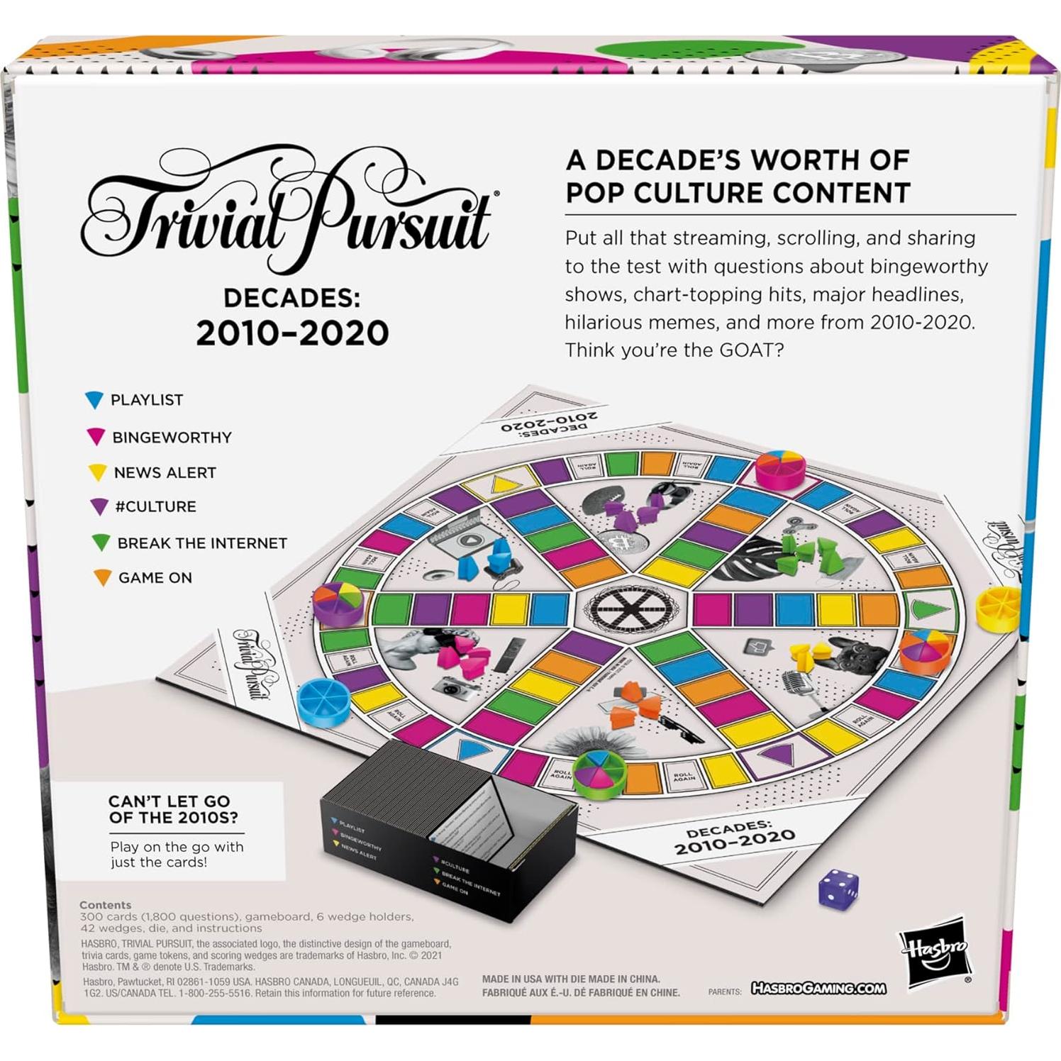 Juego de Mesa Trivial Pursuit Hasbro Décadas 2010-2020 para 2-6 Jugadores