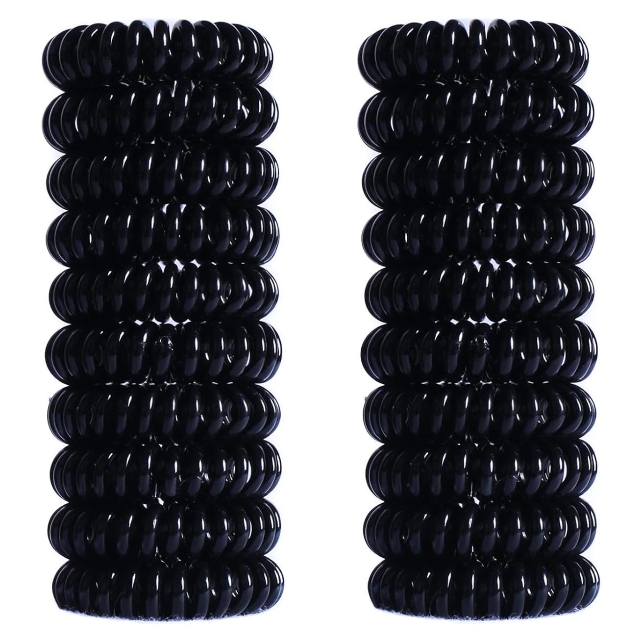 20 Ligas Espirales de Cabello Negras CQLIIIA Sin Daño