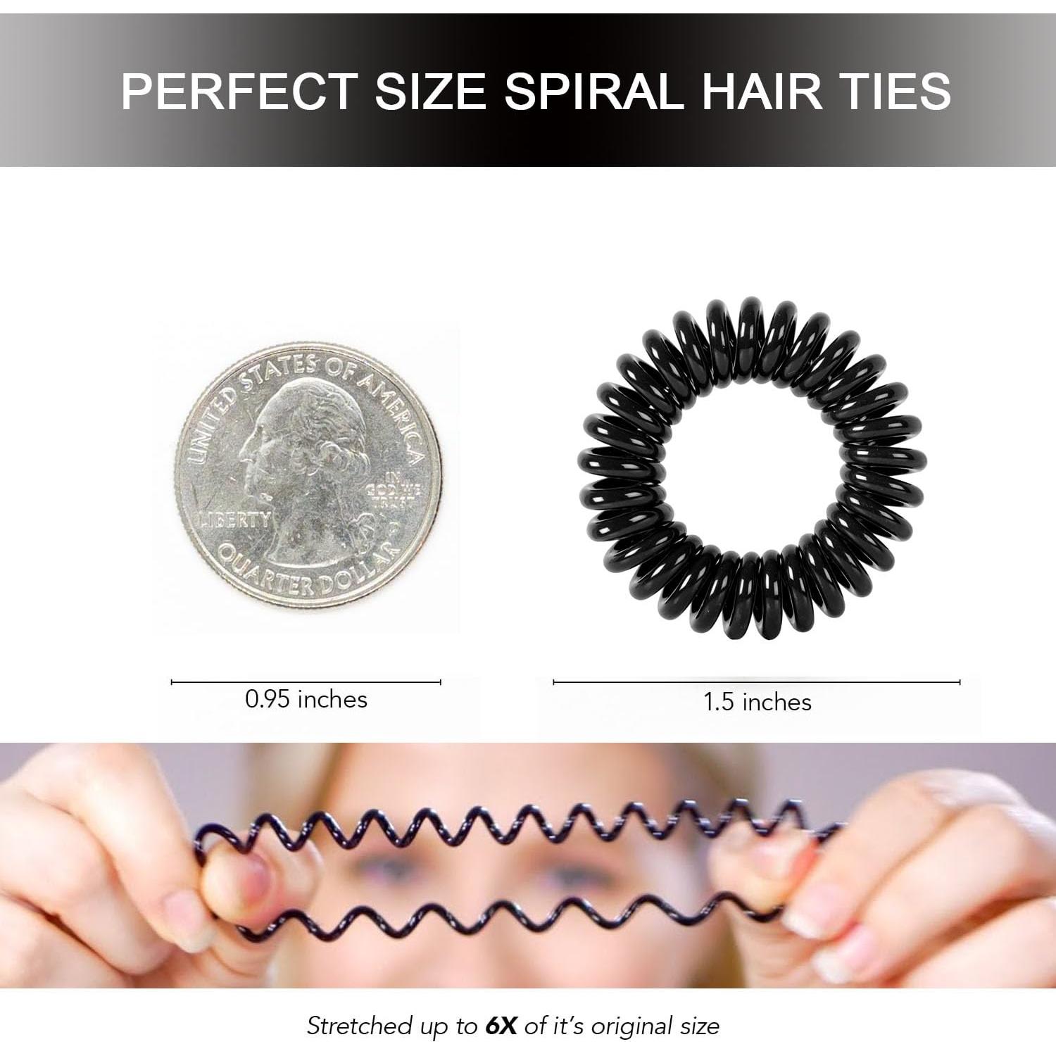 20 Ligas Espirales de Cabello Negras CQLIIIA Sin Daño