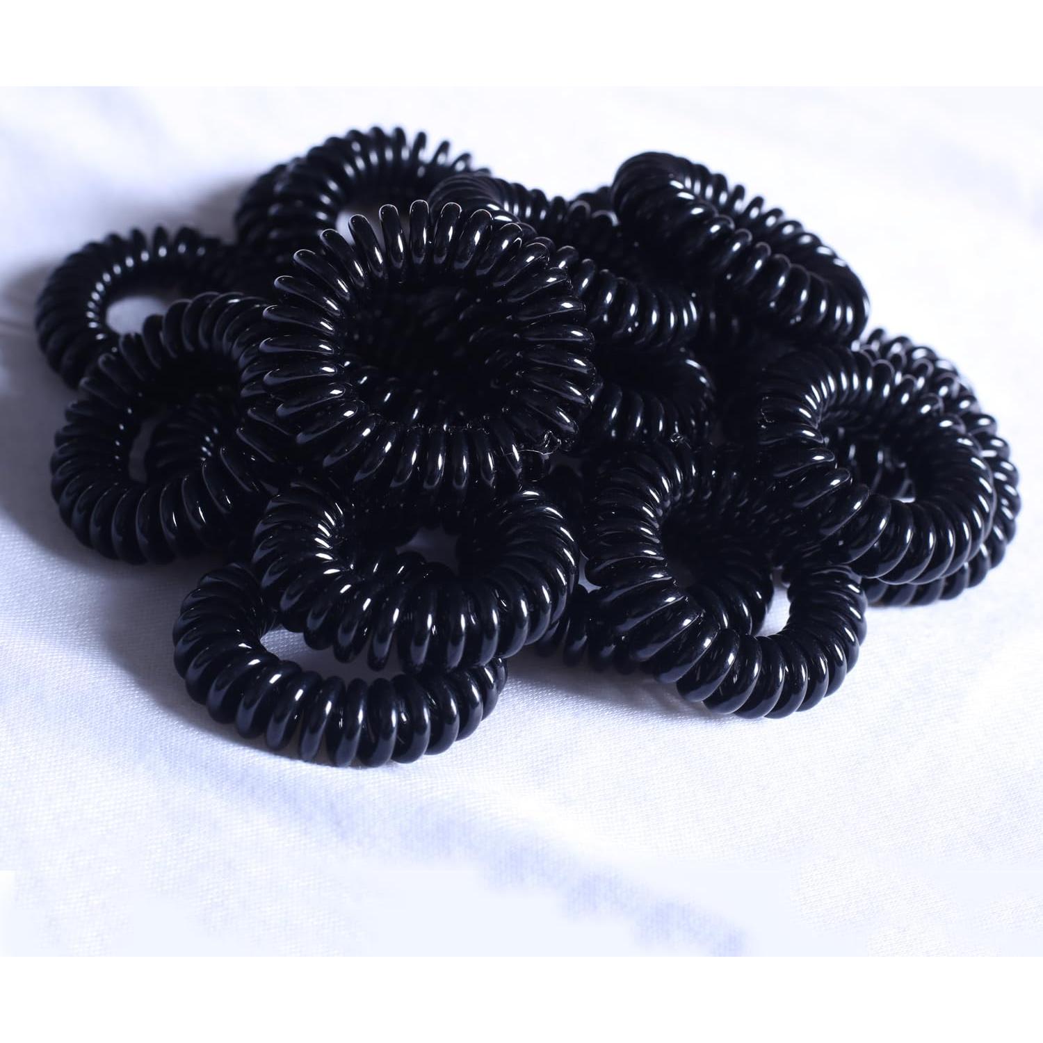 20 Ligas Espirales de Cabello Negras CQLIIIA Sin Daño