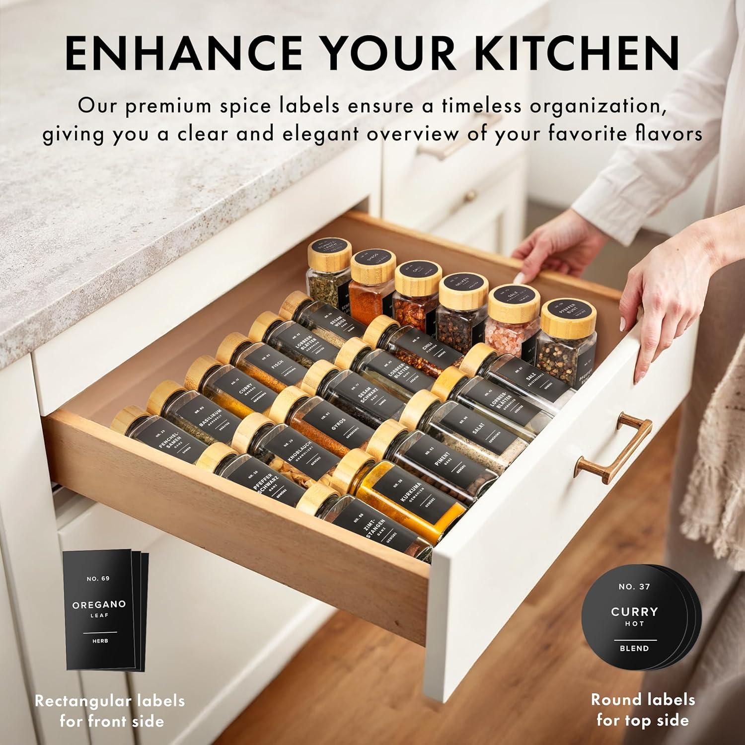 Tarros de Especias EDELHAUS® Cuadrados con Tapa de Bambú - 24 Unidades