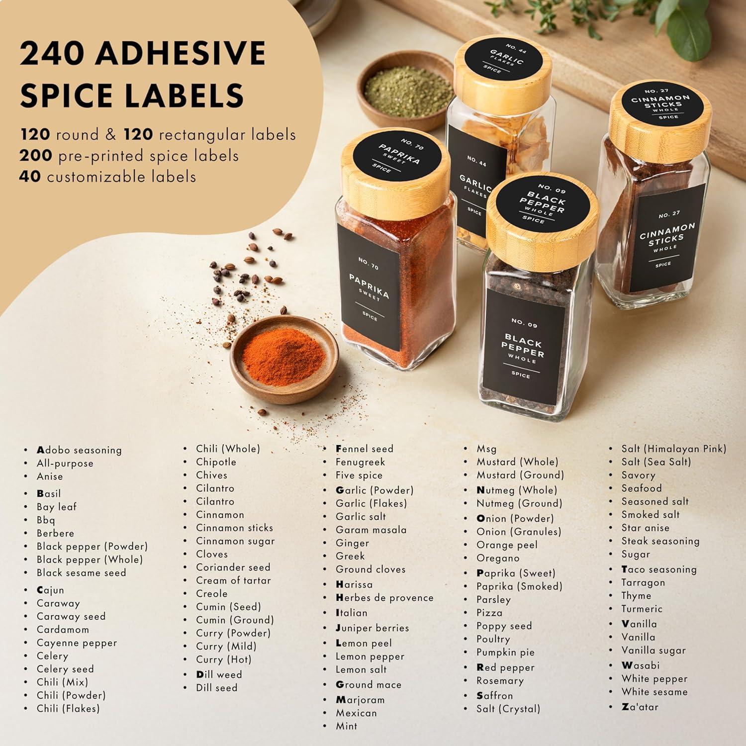 Tarros de Especias EDELHAUS® Cuadrados con Tapa de Bambú - 24 Unidades