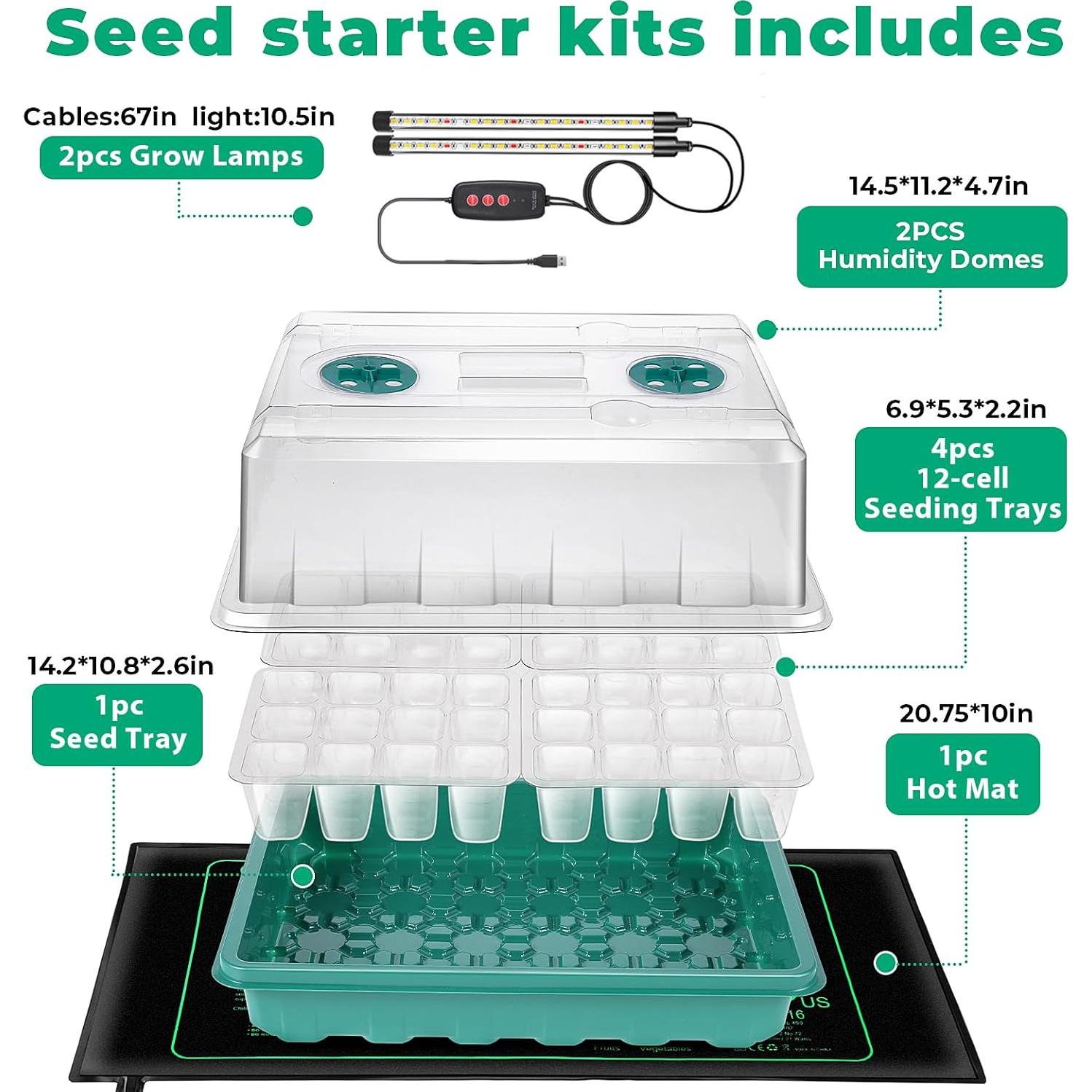 Bandeja de Germinación de Semillas Ourhom 96 Celdas con Luz