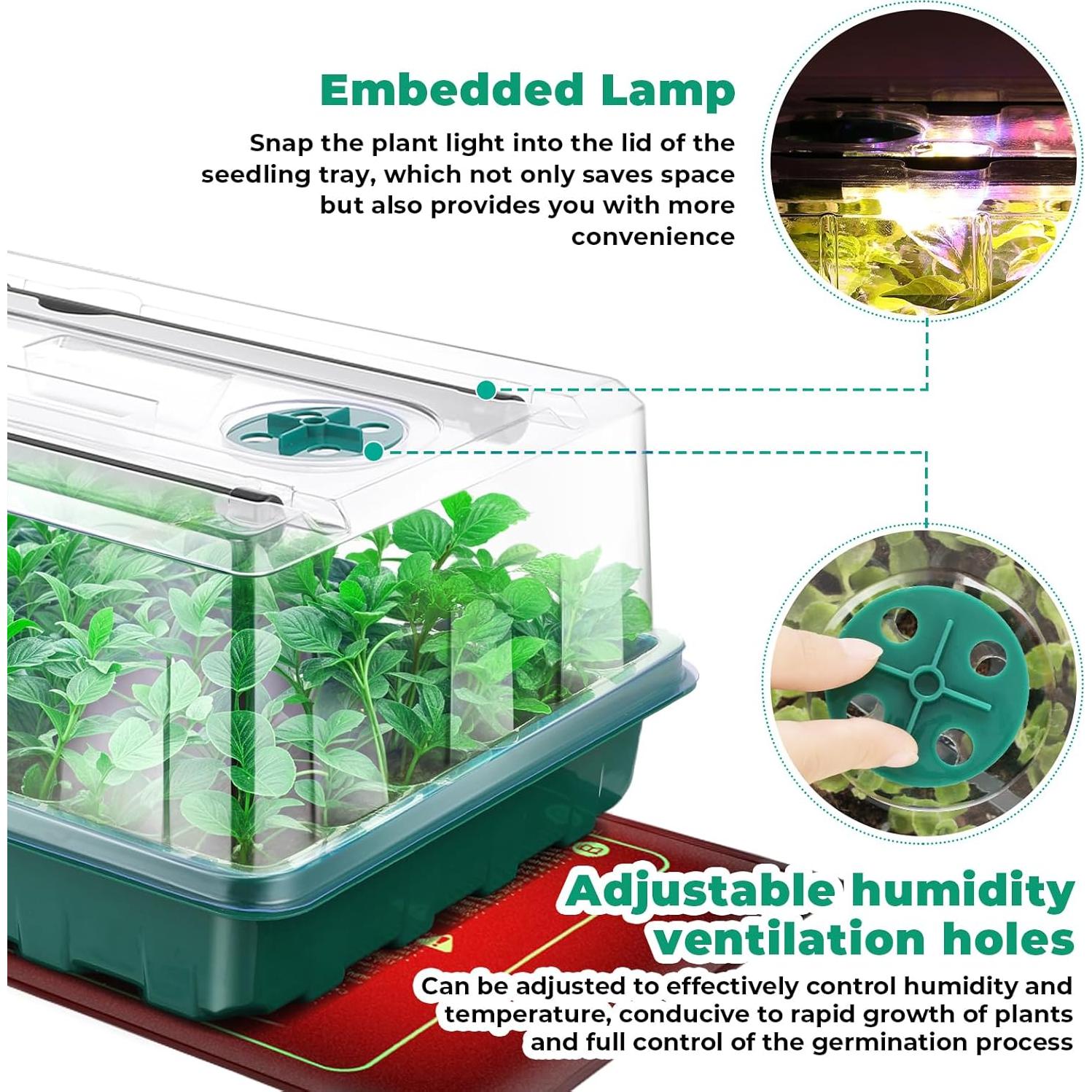 Bandeja de Germinación de Semillas Ourhom 96 Celdas con Luz