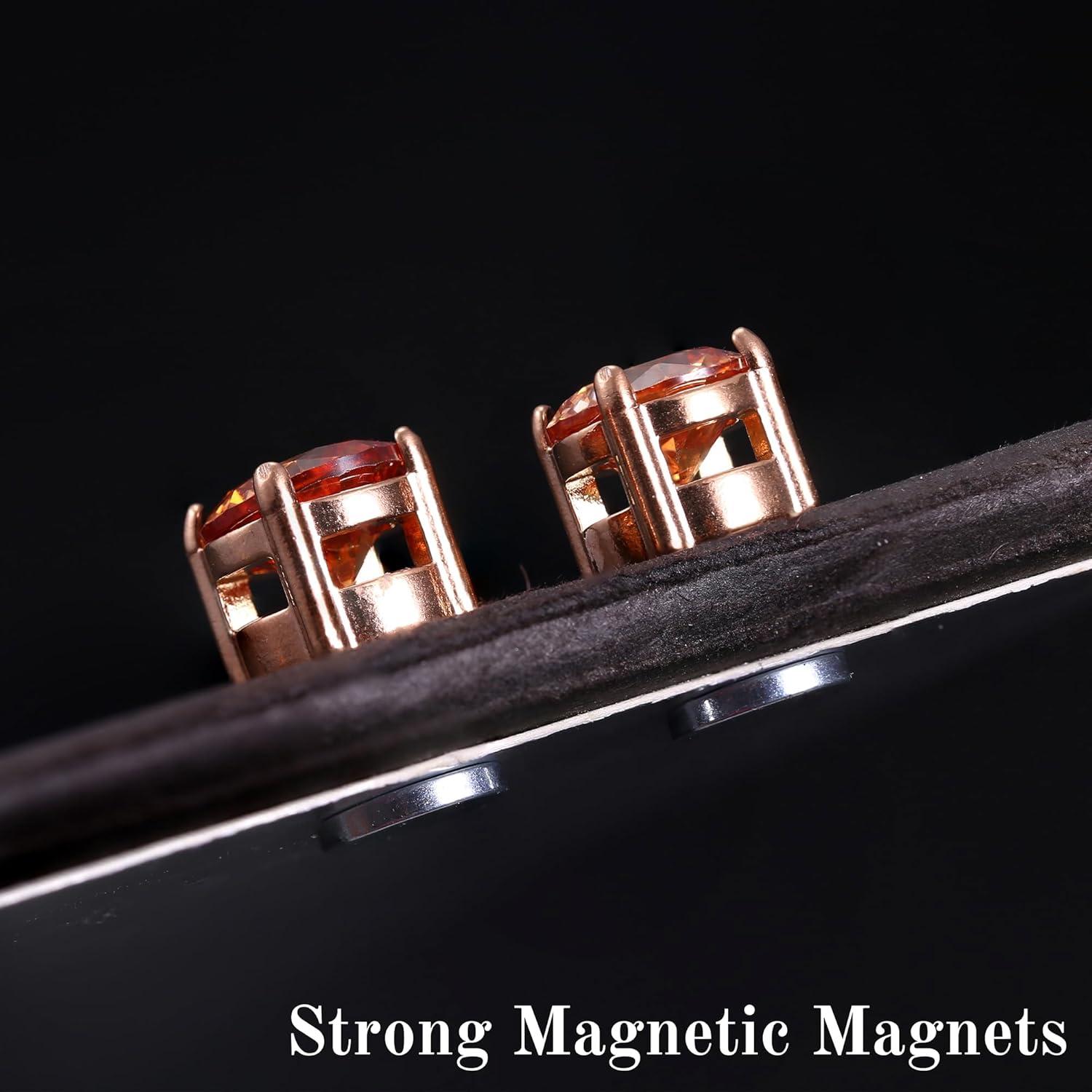 Florideco 5Pairs Stainless Steel Magnetic Earrings for Men Women Non-piercing CZ Hypoallergenic Round Square Teardrop Faux Diamond Halo Magnetic Stud Earrings Set