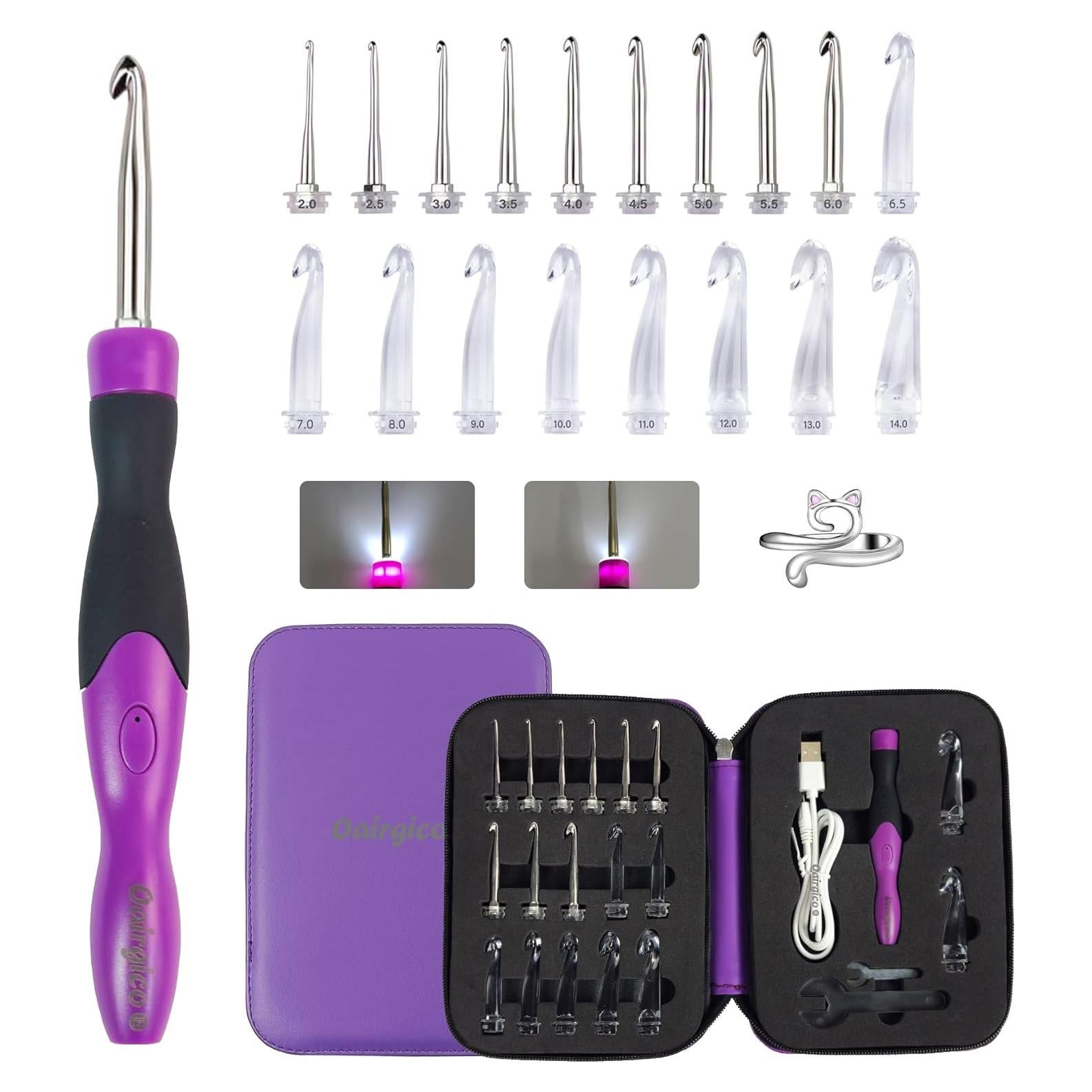 Juego de Ganchillos Iluminados Bybykoi 18 Tamaños 2.0-14.0mm