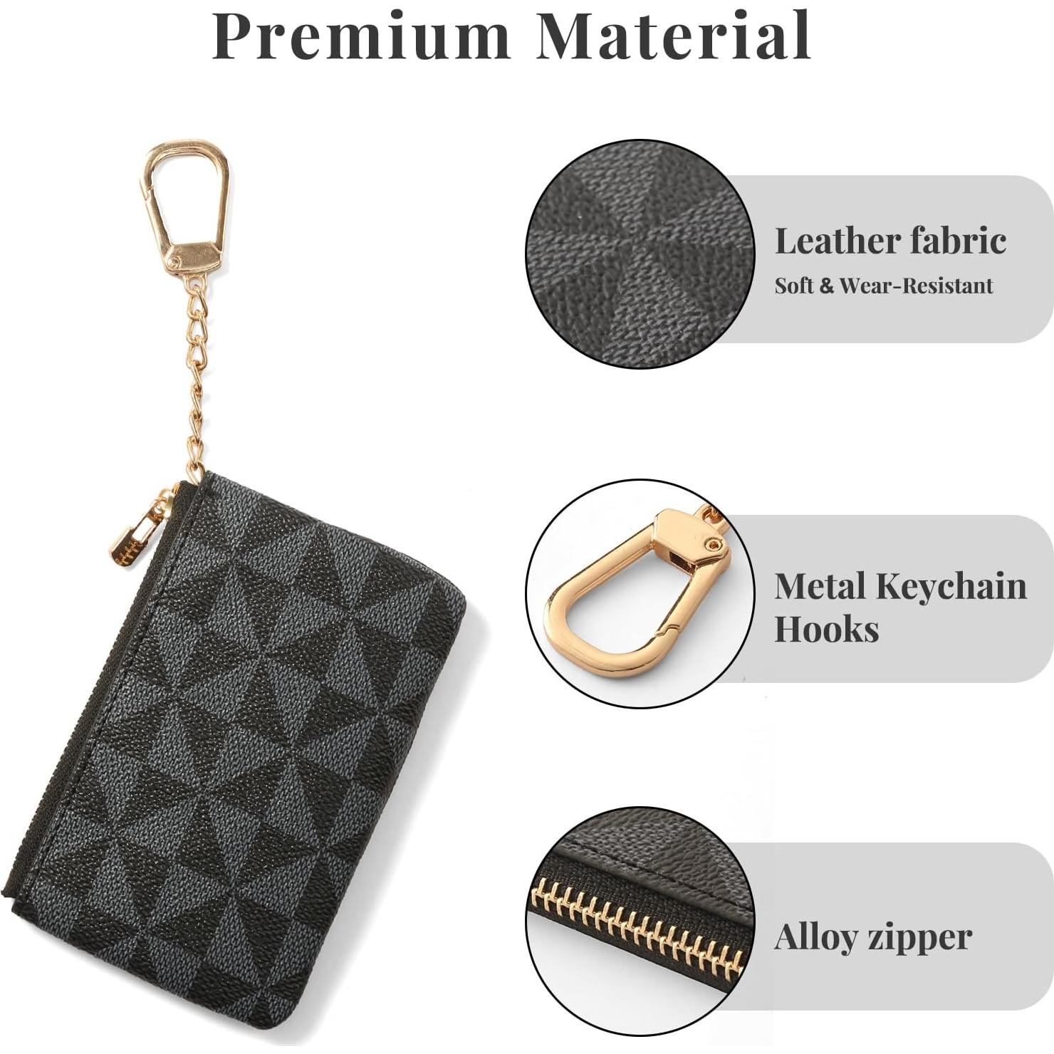 Monedero de Cuero Sintético FOUSIVOU Negro 12.4x7.9cm