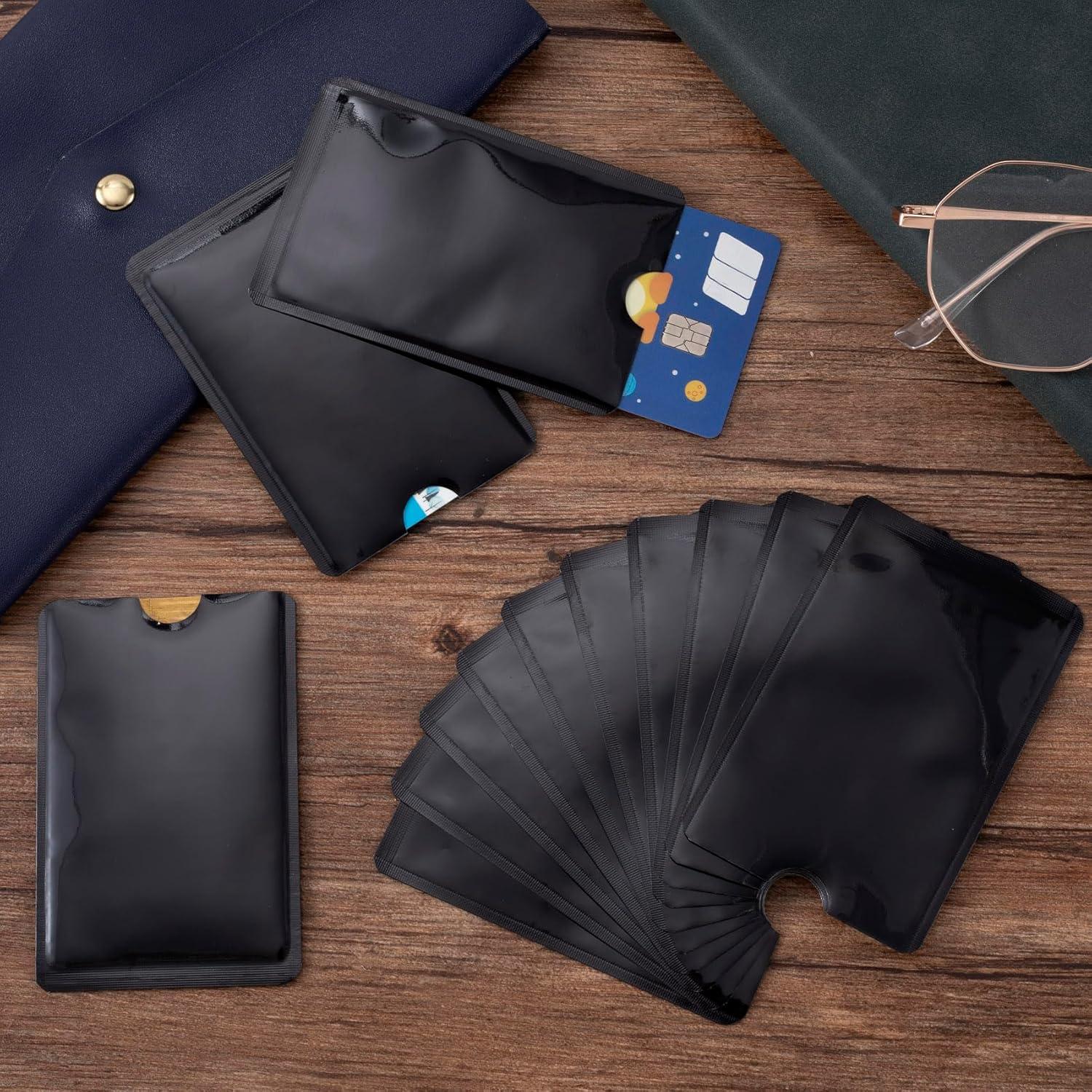 OIIKI 20 Fundas Bloqueadoras RFID Aluminio Negro 6.2x9cm