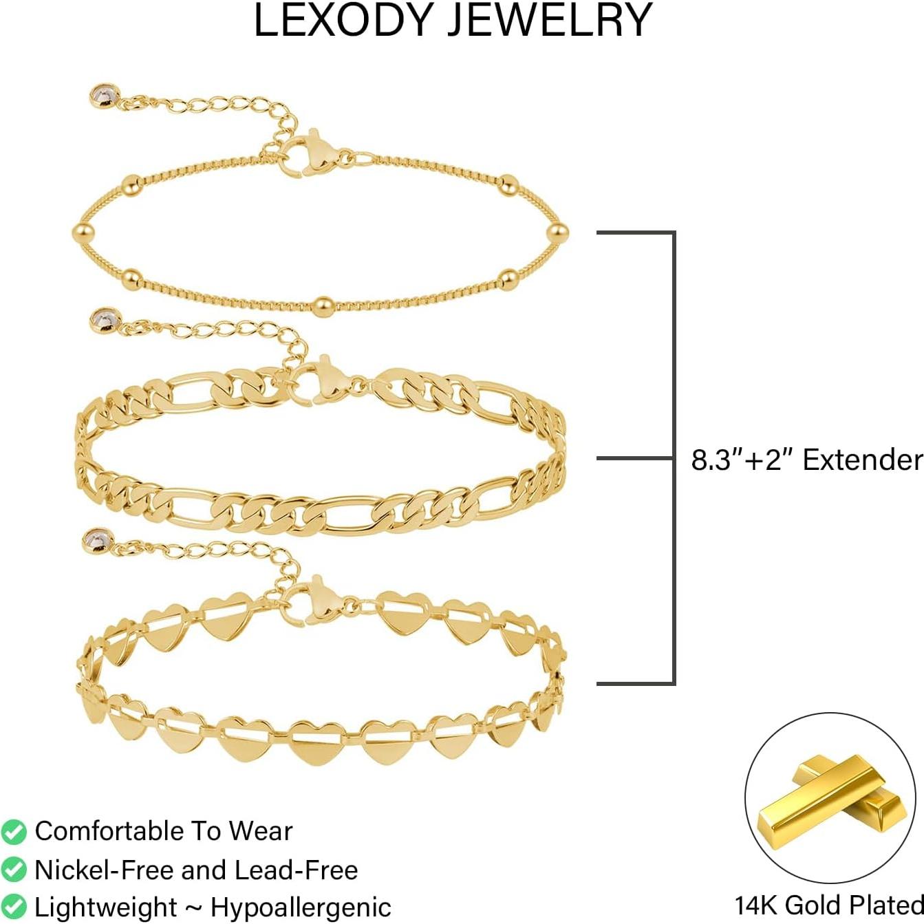 Pulsera de Tobillo LEXODY Oro 14K Ajustable para Mujeres