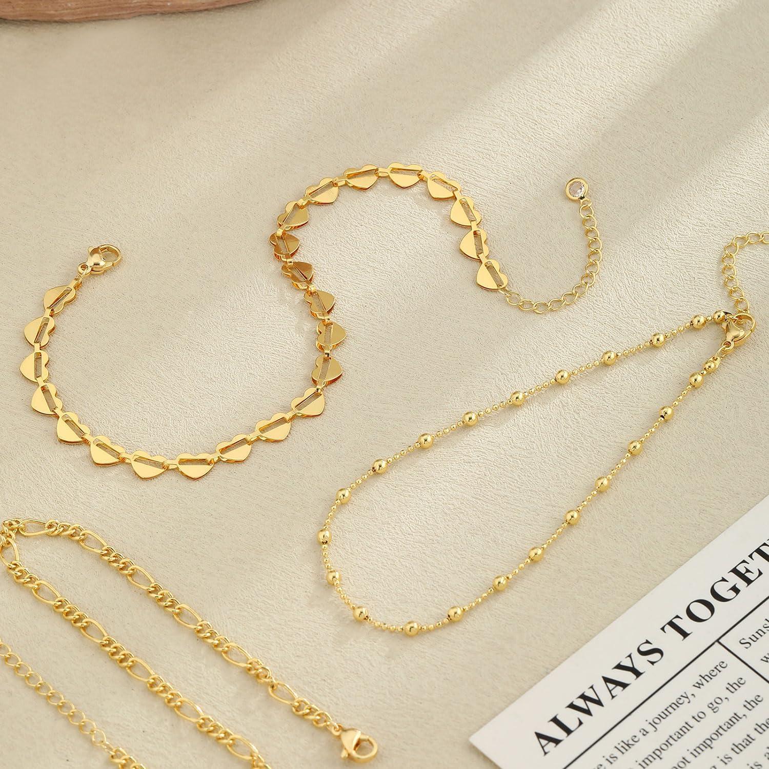 Pulsera de Tobillo LEXODY Oro 14K Ajustable para Mujeres