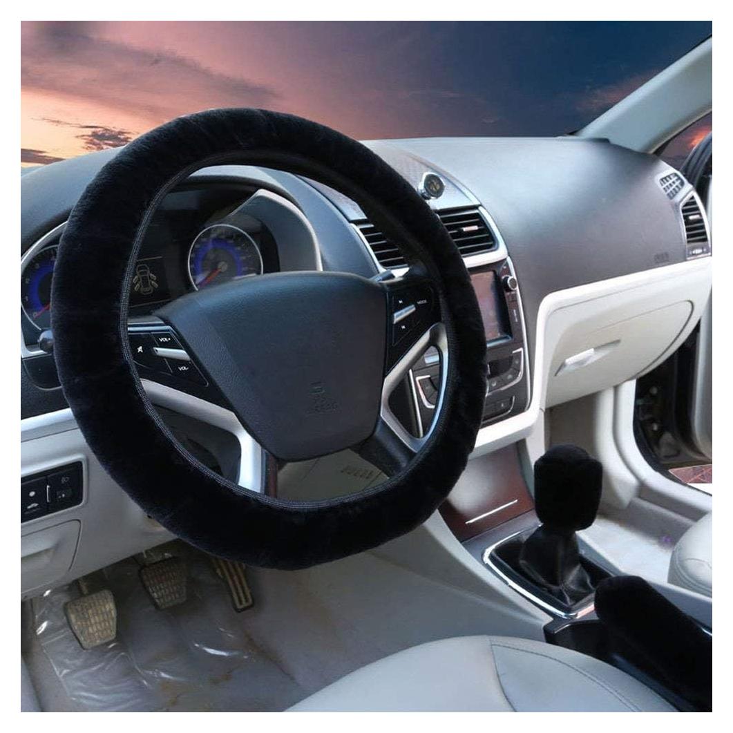 Funda de Volante de Peluche Suave Tianmei - 3 Piezas Negro