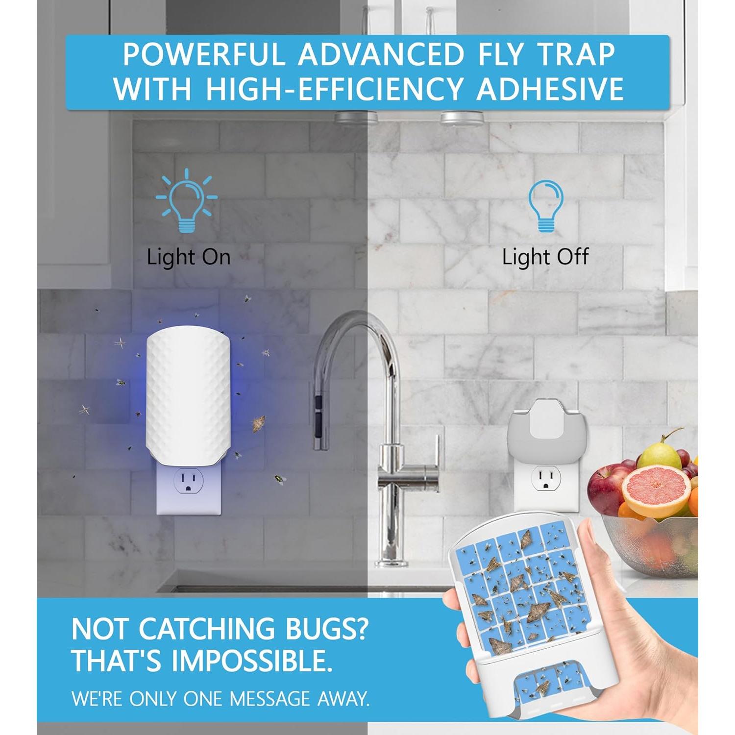 Trampa de Insectos Voladores WowCatch con Luz UV y 4 Recargas