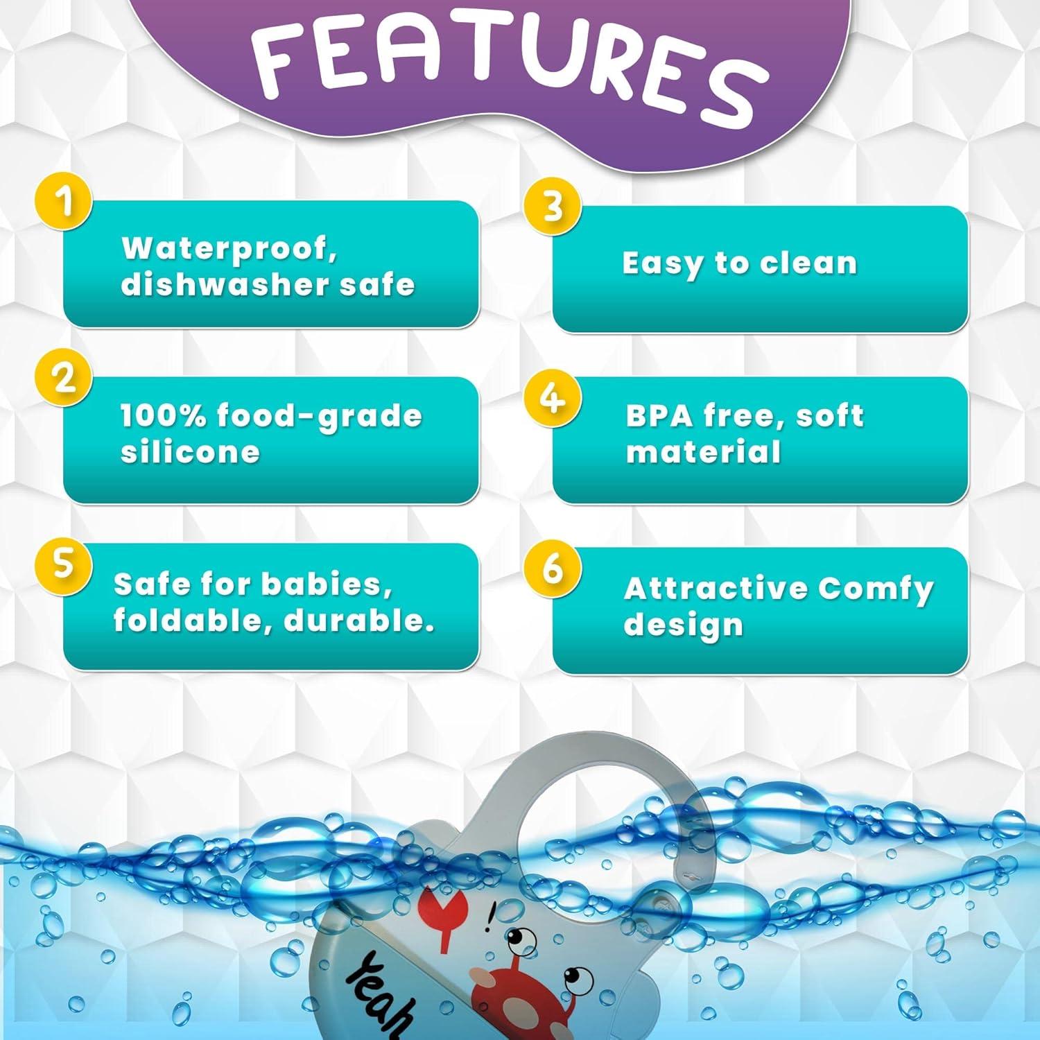 Baberos de Silicona NUGEMS para Bebés 6-72 meses 2 Piezas